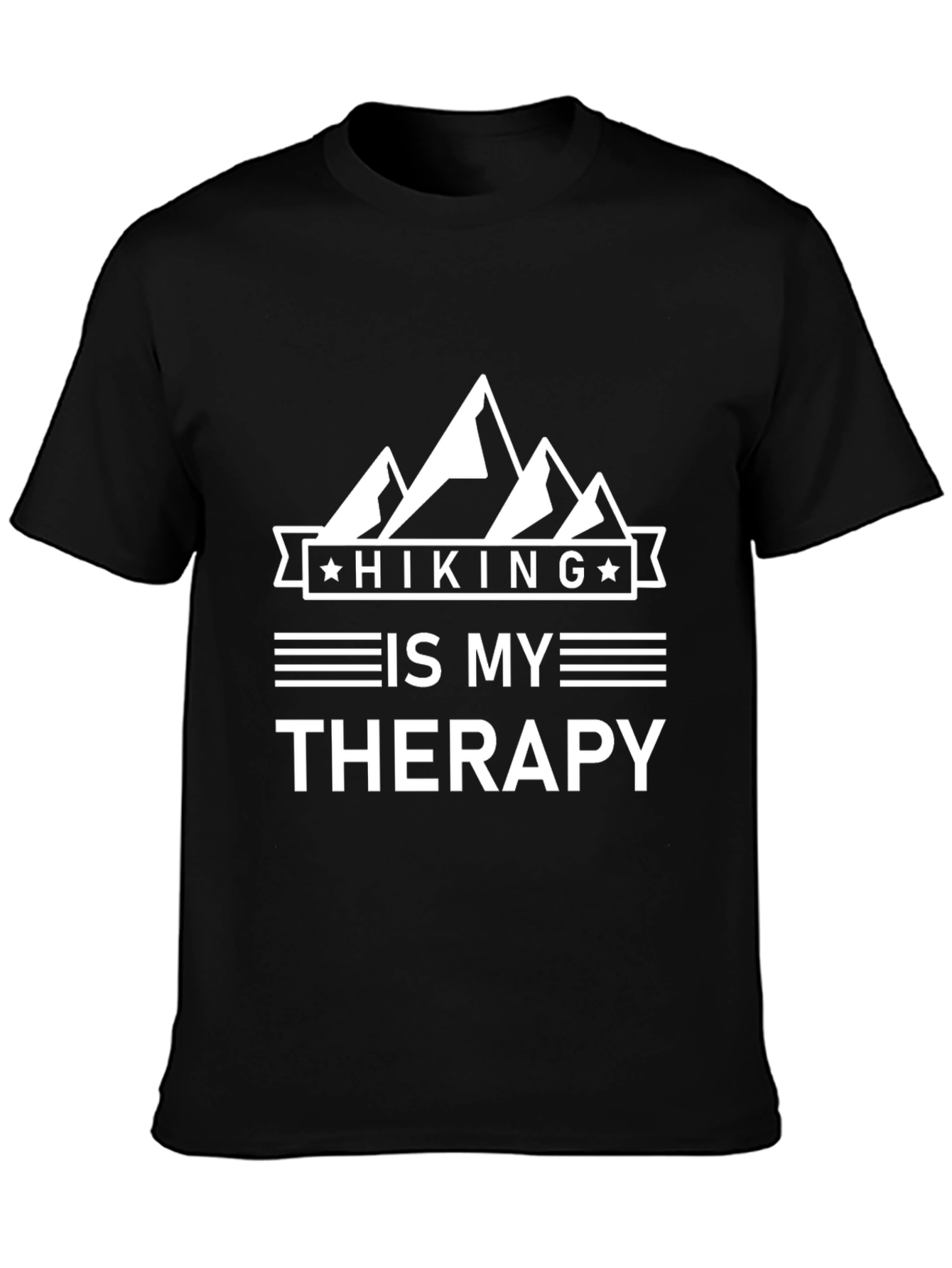 Hiking is My Therapy Graphic Tee - Black Unisex Shirt