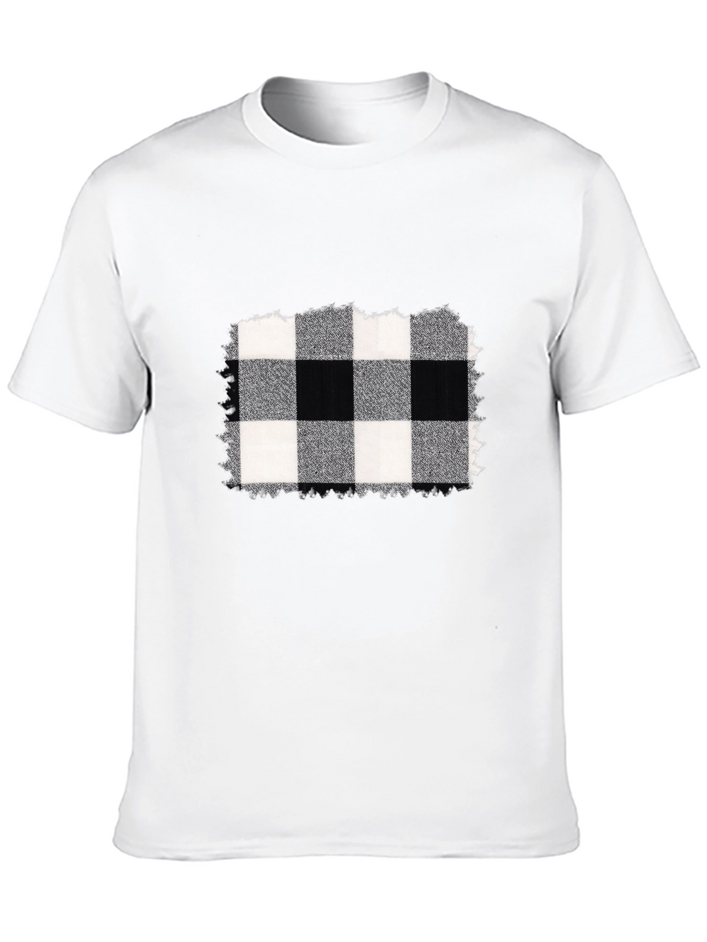 Black Tee with Buffalo Plaid Graphic
