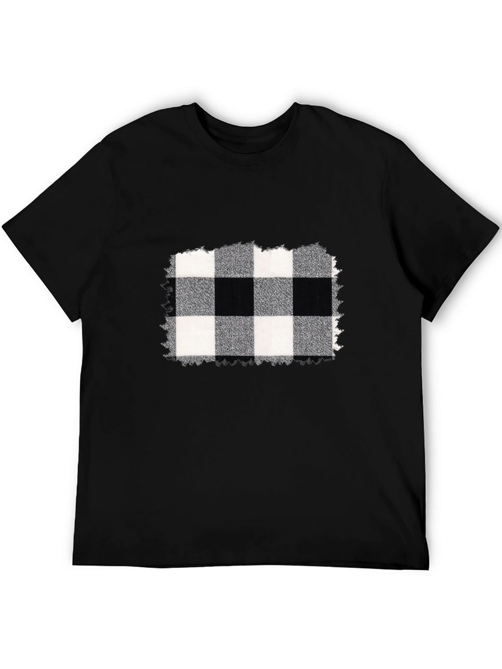 Black Tee with Buffalo Plaid Graphic