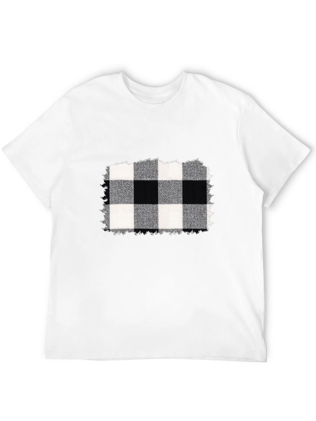 Black Tee with Buffalo Plaid Graphic