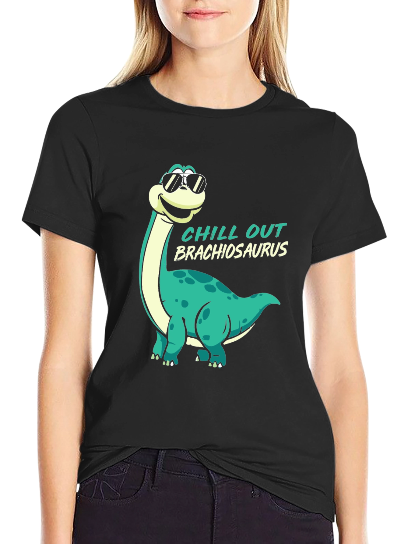 Chill Out Brachiosaurus Black T-Shirt
