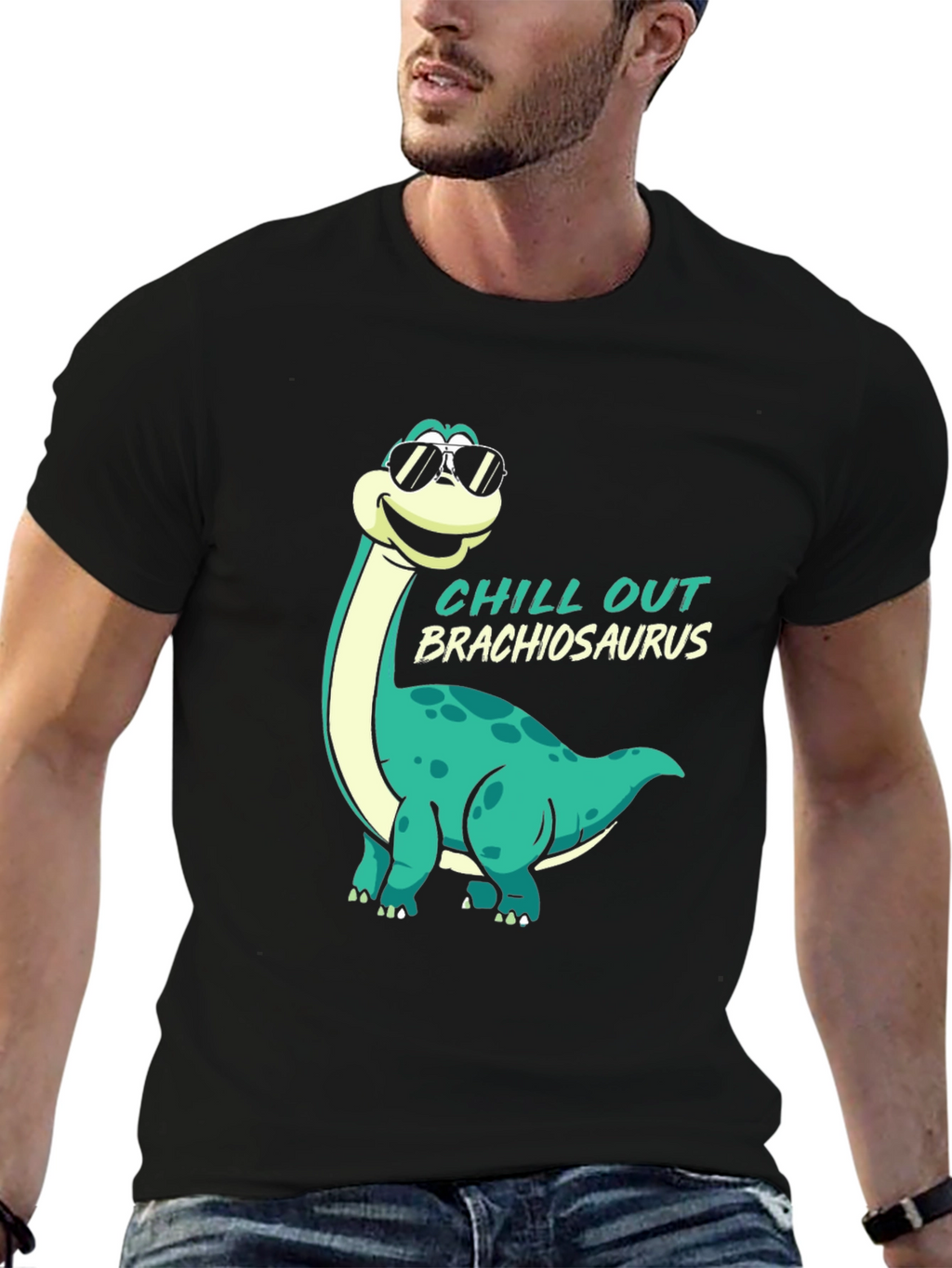 Chill Out Brachiosaurus Black T-Shirt