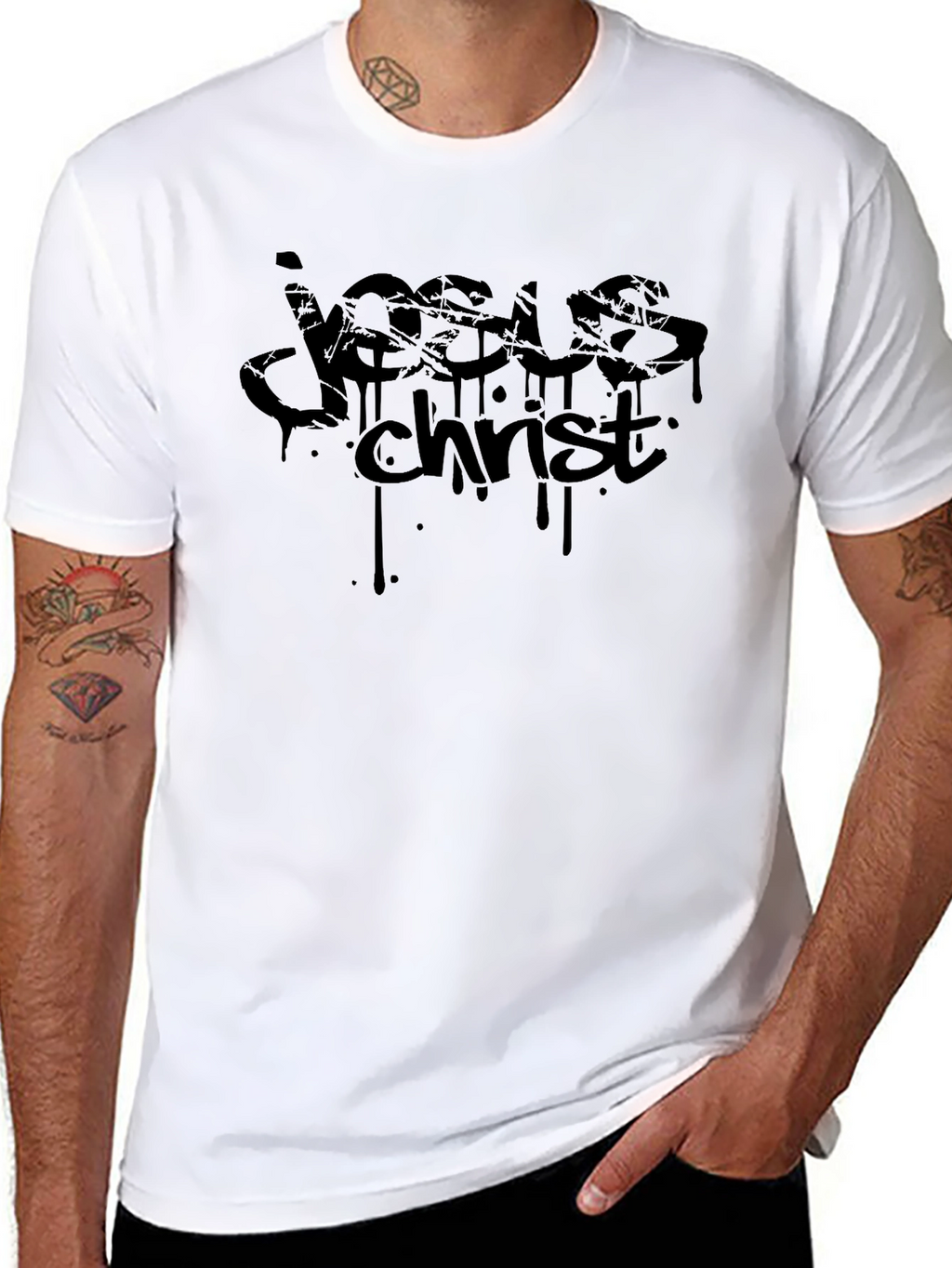 Jesus Christ Graffiti Style Black T-Shirt