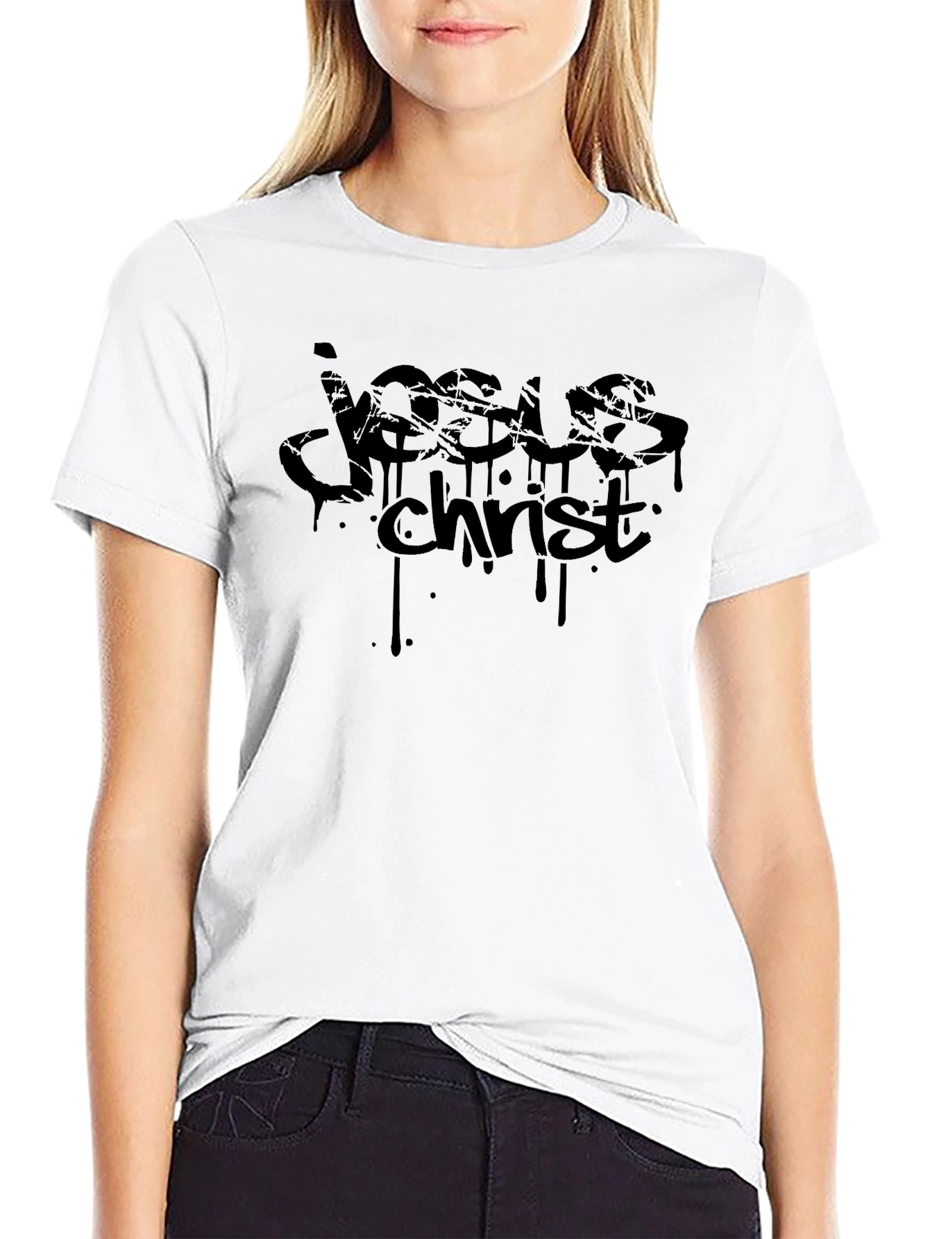 Jesus Christ Graffiti Style Black T-Shirt