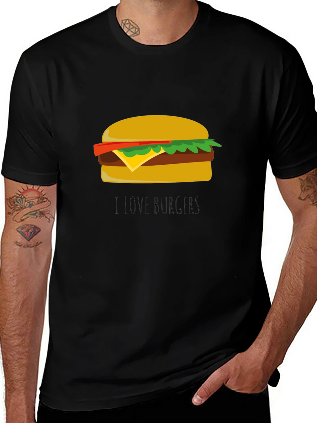I Love Burgers T-Shirt - Casual Black Tee