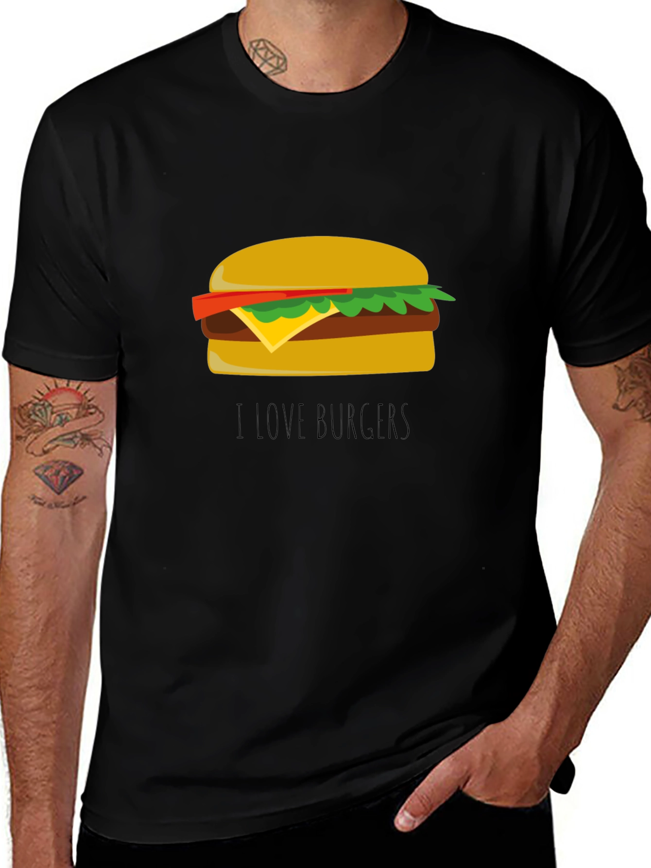 I Love Burgers T-Shirt - Casual Black Tee
