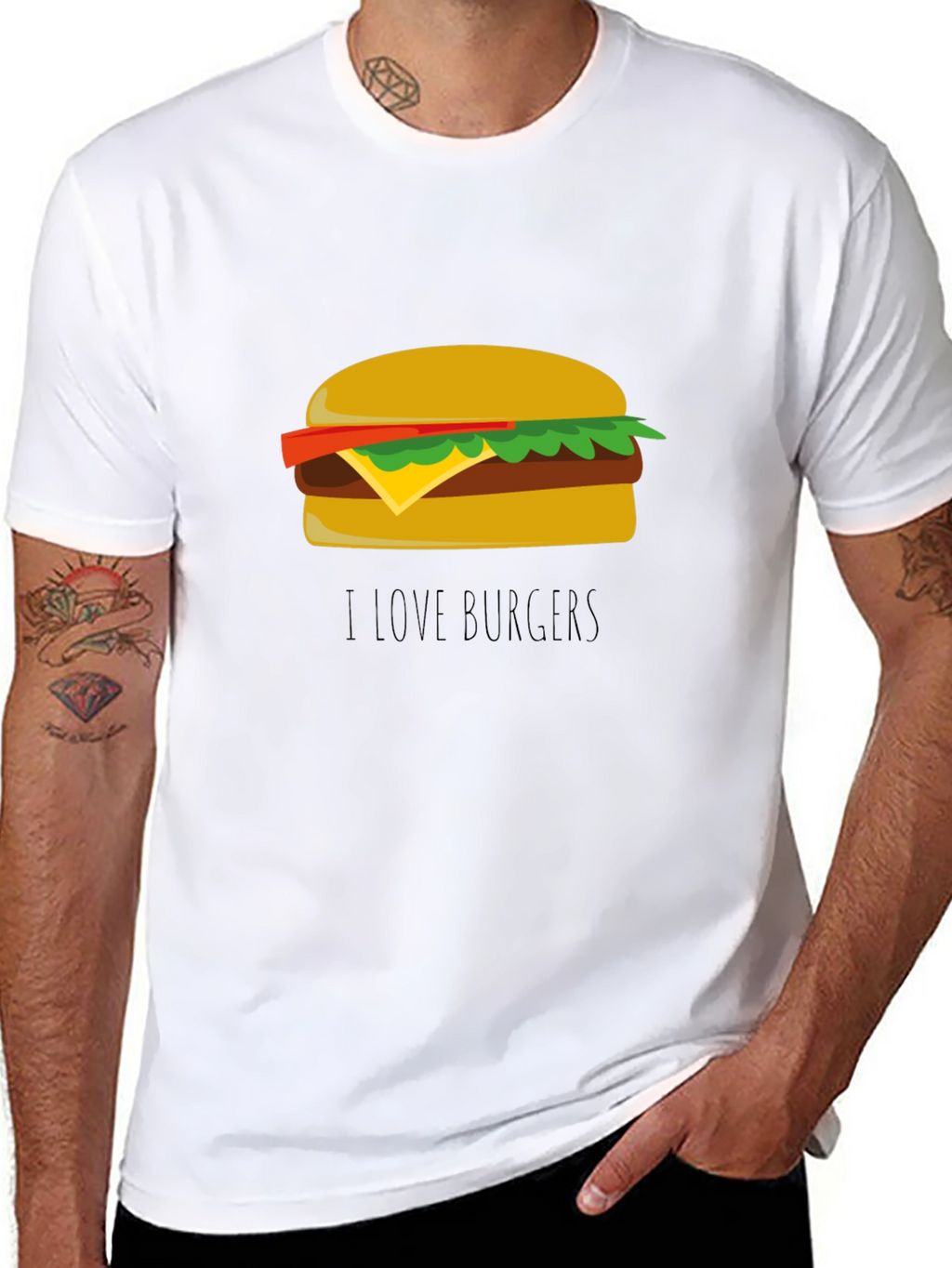 I Love Burgers T-Shirt - Casual Black Tee