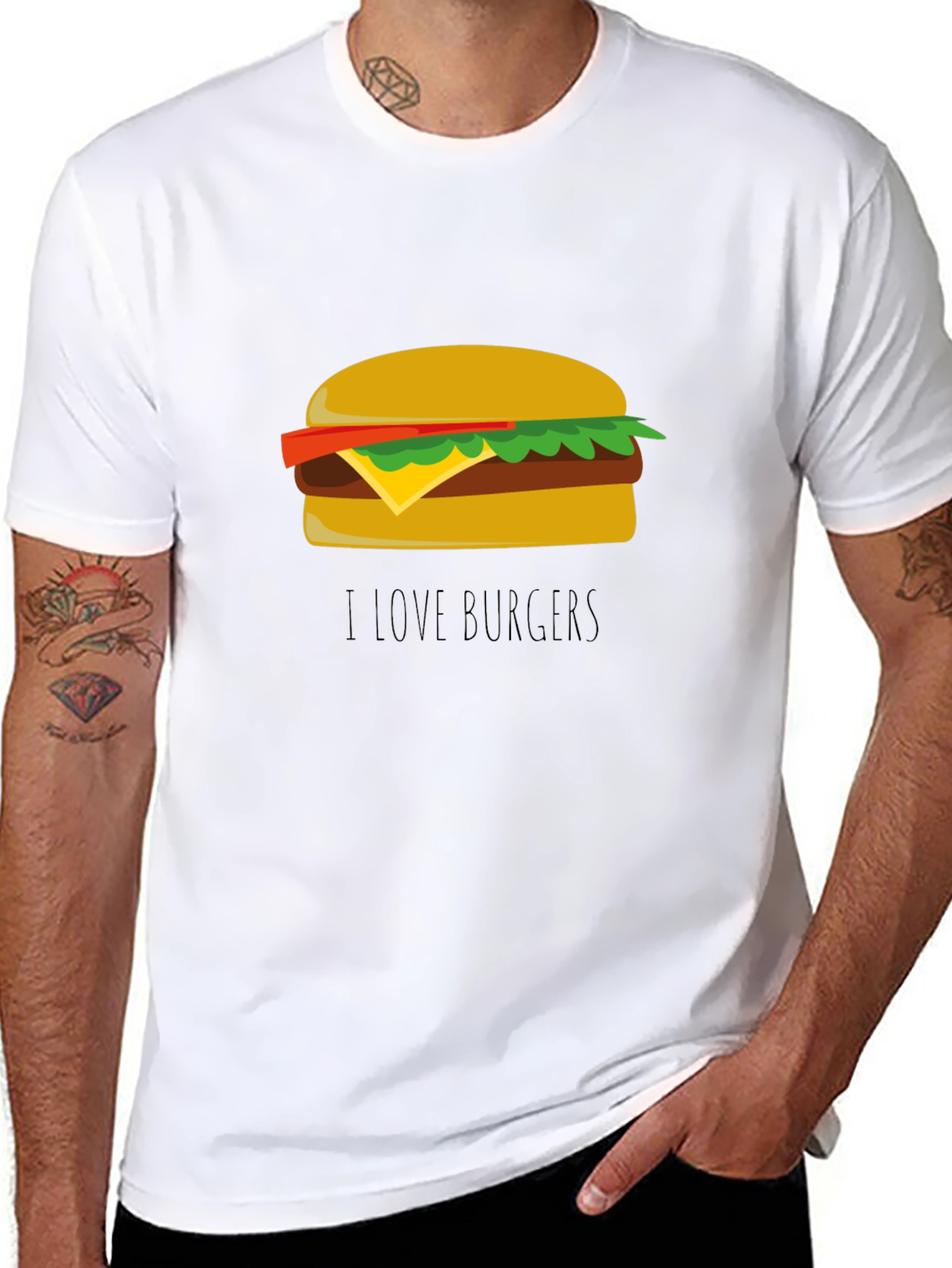 I Love Burgers T-Shirt - Casual Black Tee