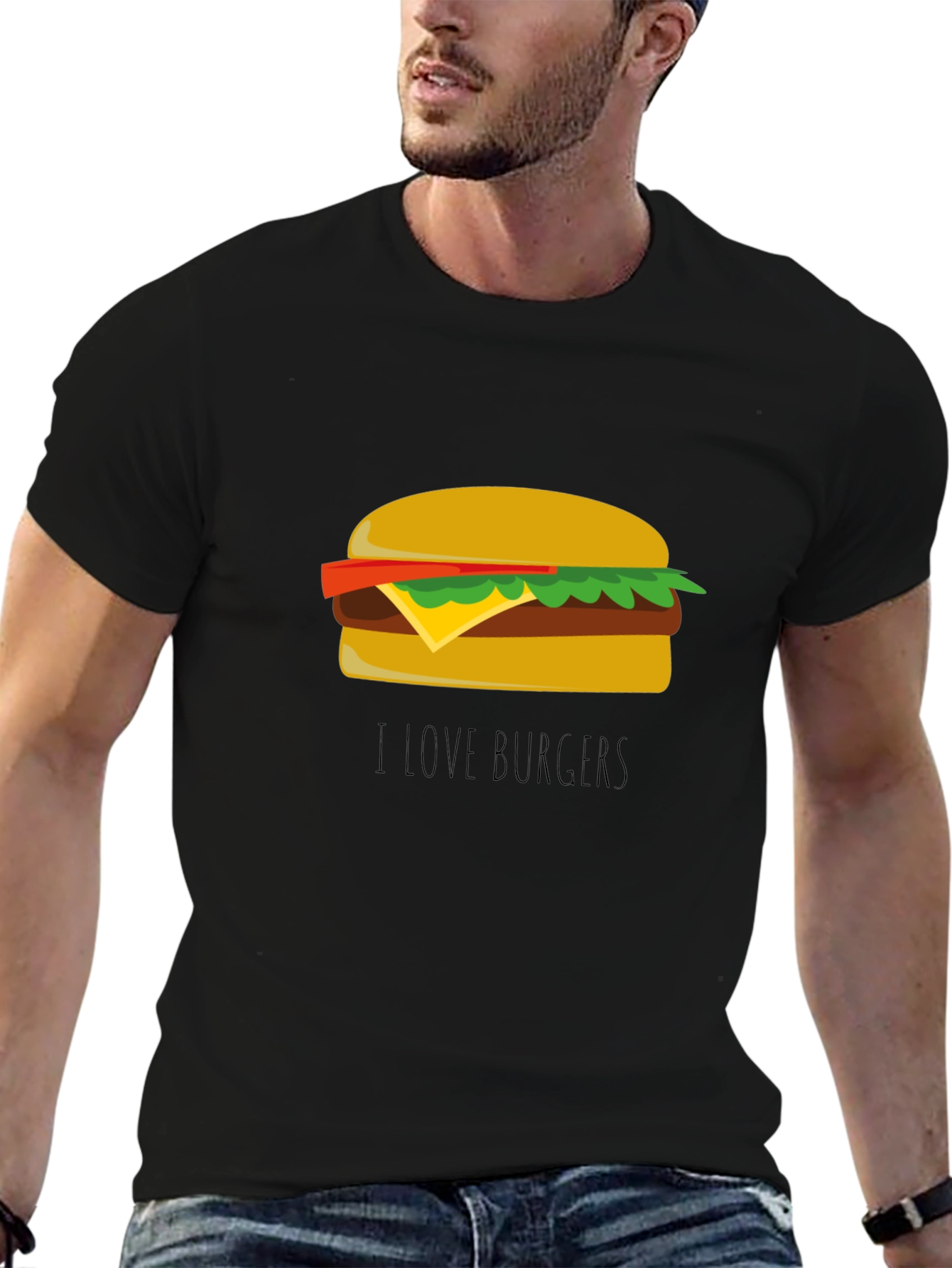 I Love Burgers T-Shirt - Casual Black Tee