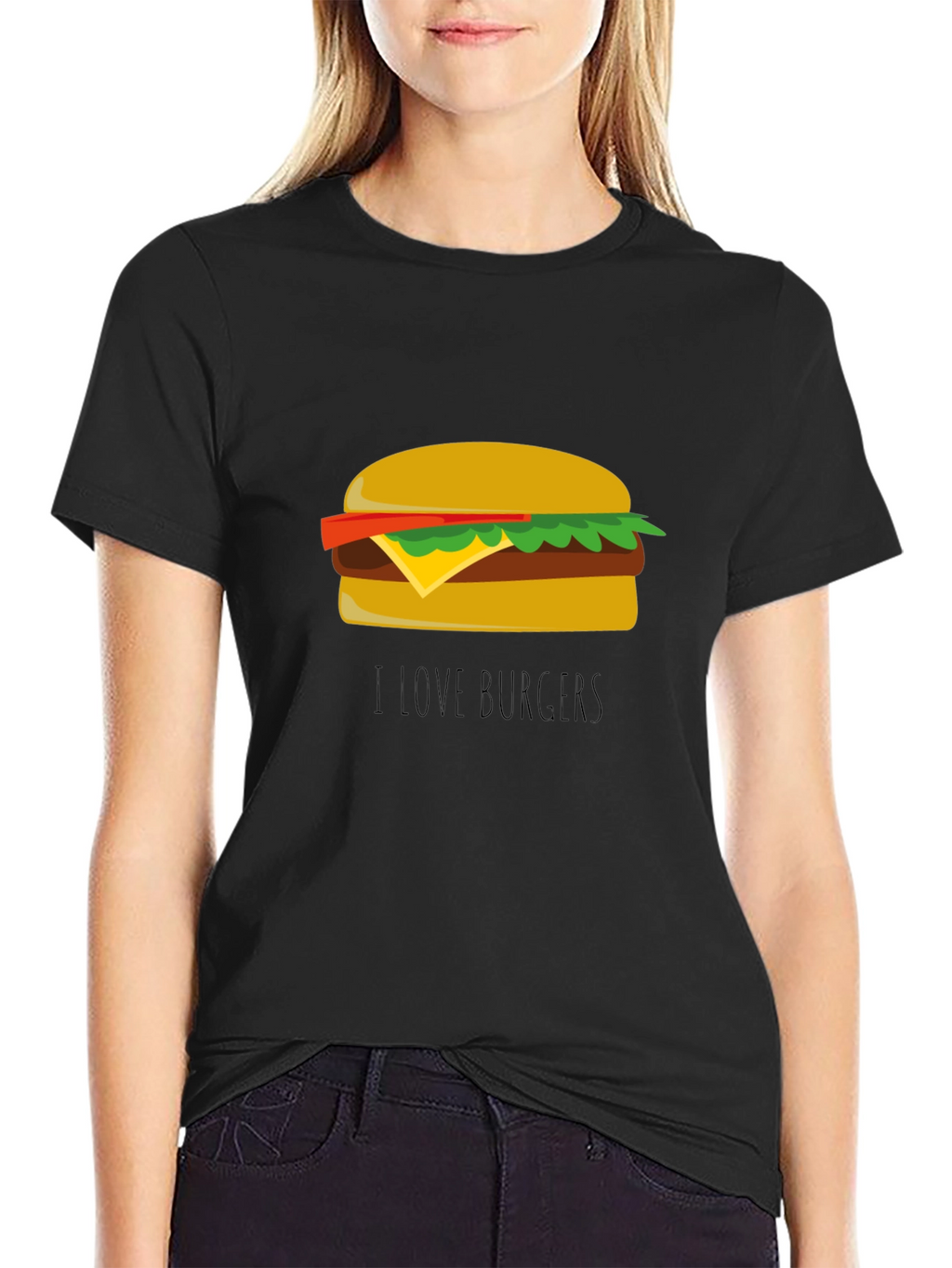 I Love Burgers T-Shirt - Casual Black Tee