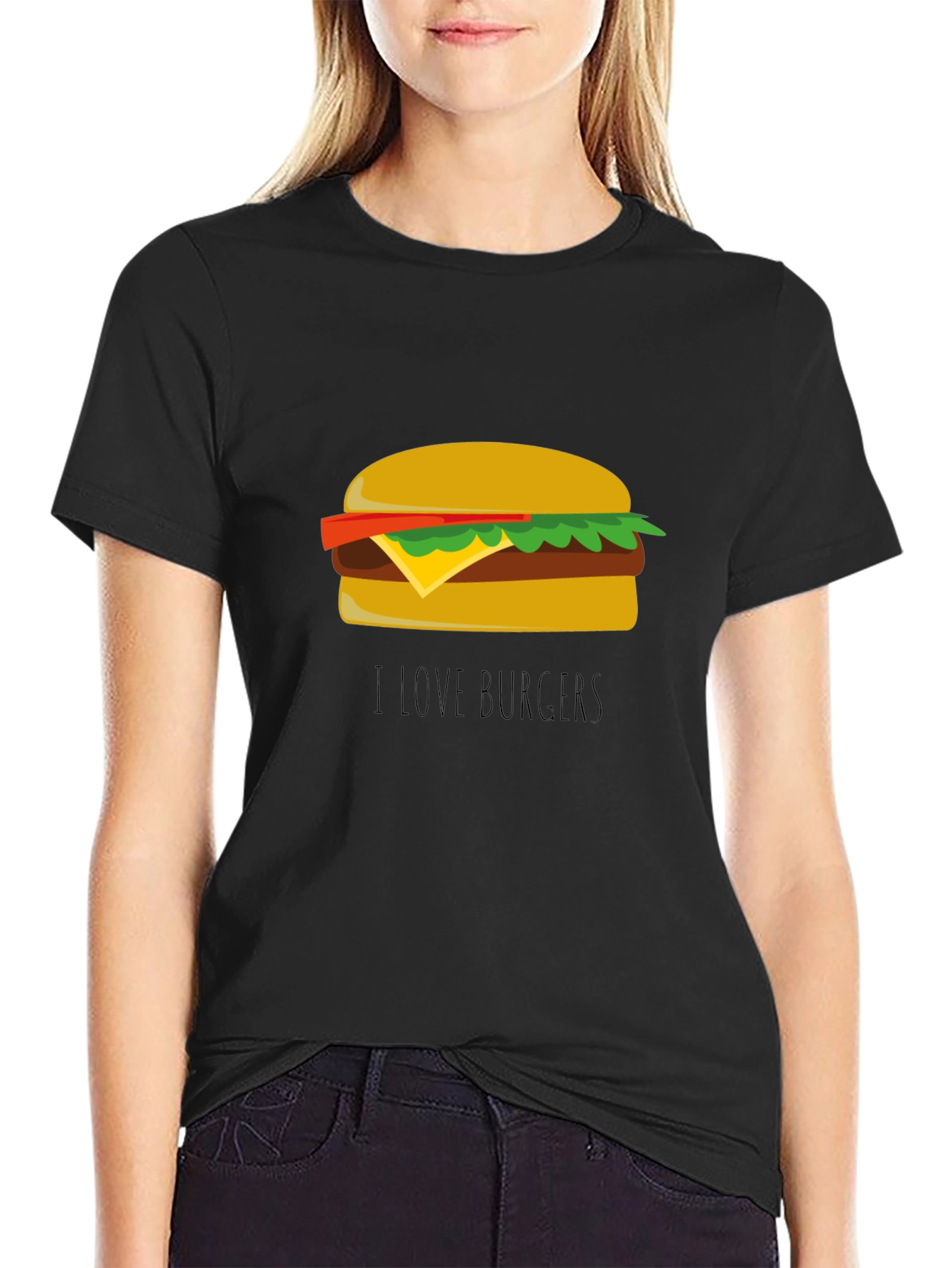 I Love Burgers T-Shirt - Casual Black Tee
