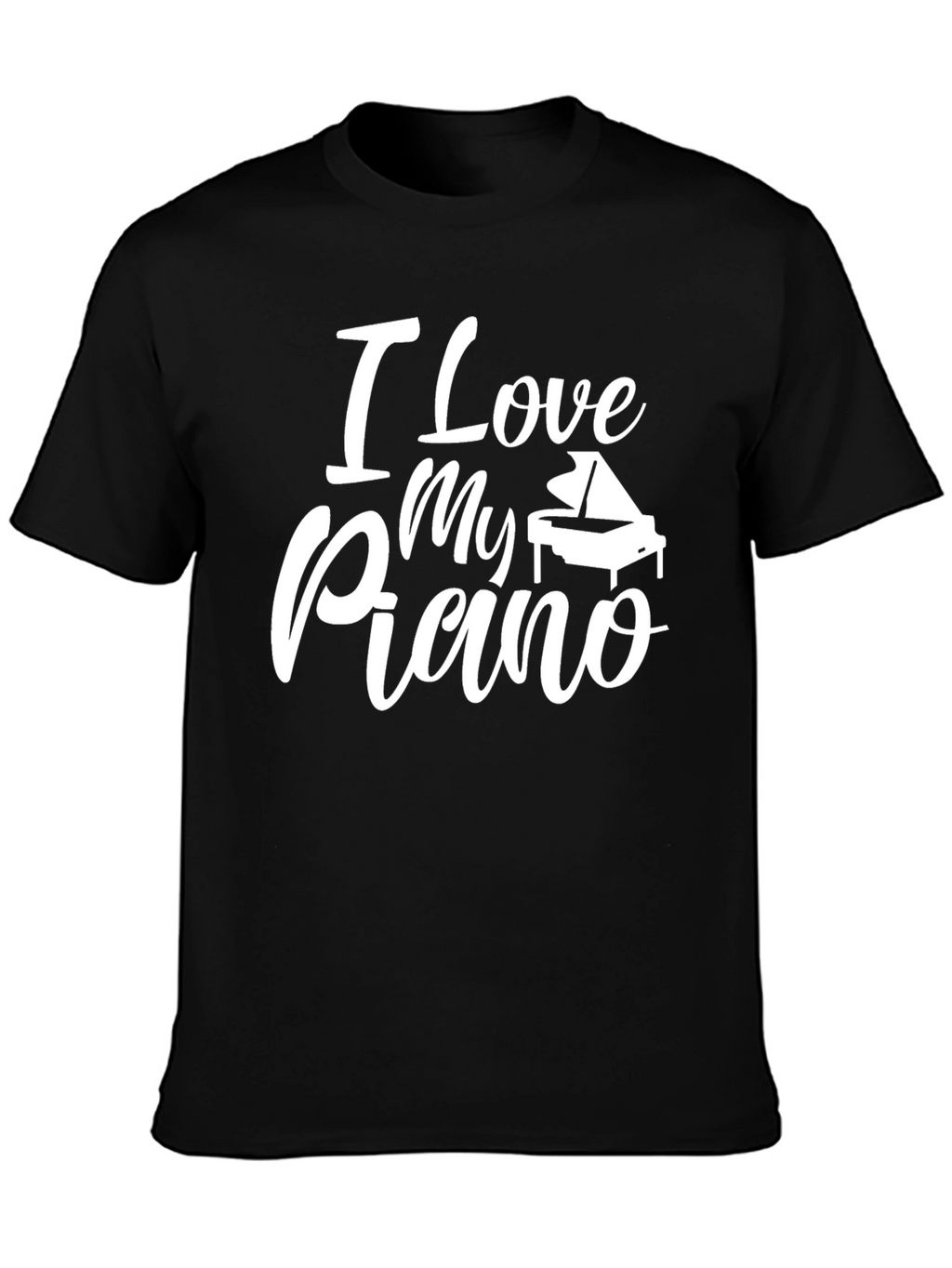 I Love My Piano Graphic Tee - Black Cotton