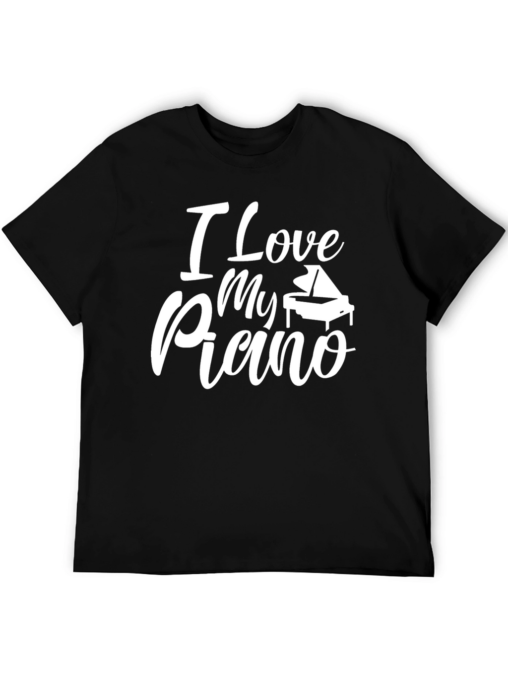 I Love My Piano Graphic Tee - Black Cotton