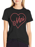 Mini Heart Graphic Tee - Black Cotton Blend Shirt
