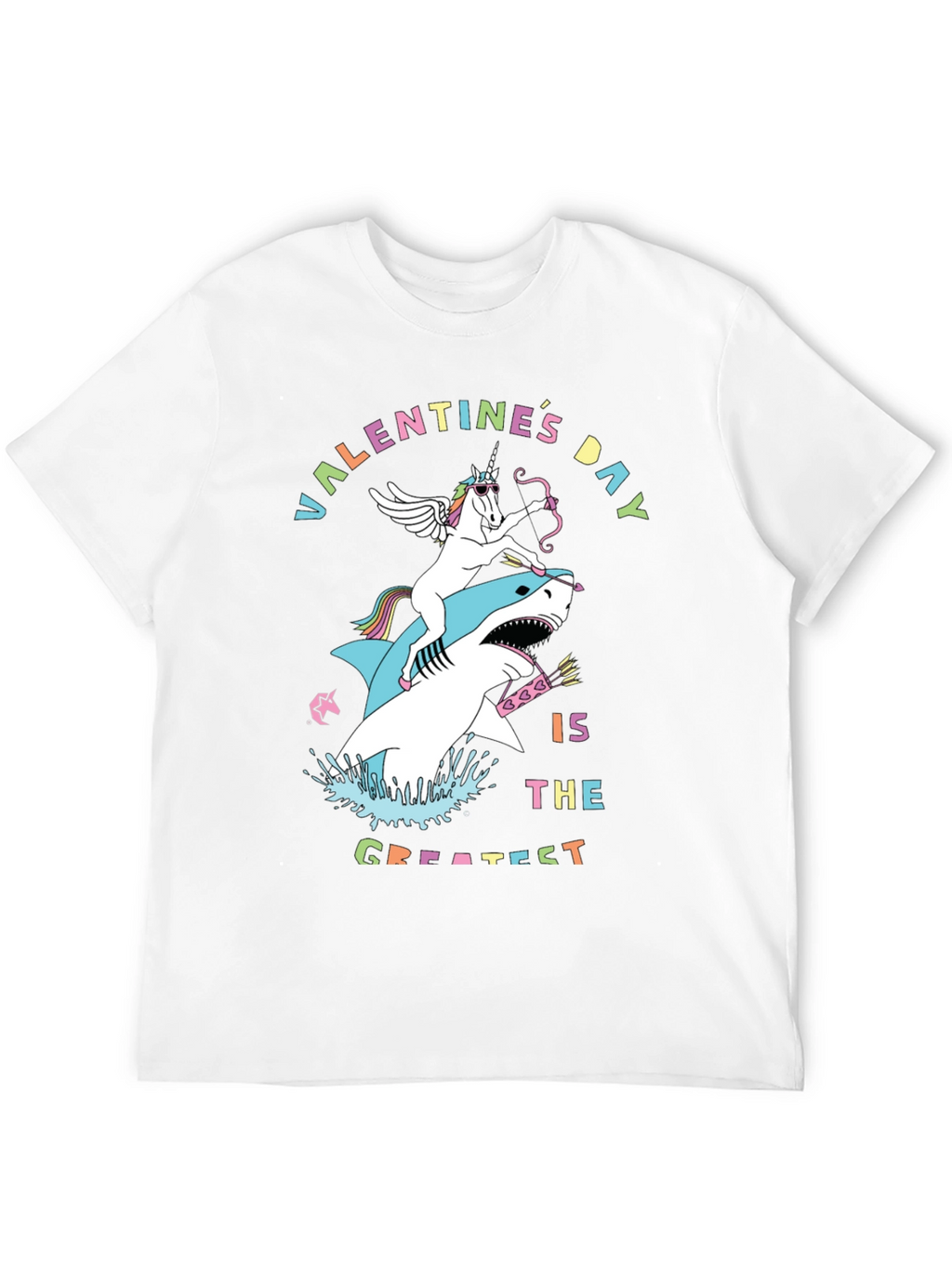 Valentines Day Unicorn Shark Graphic Tee