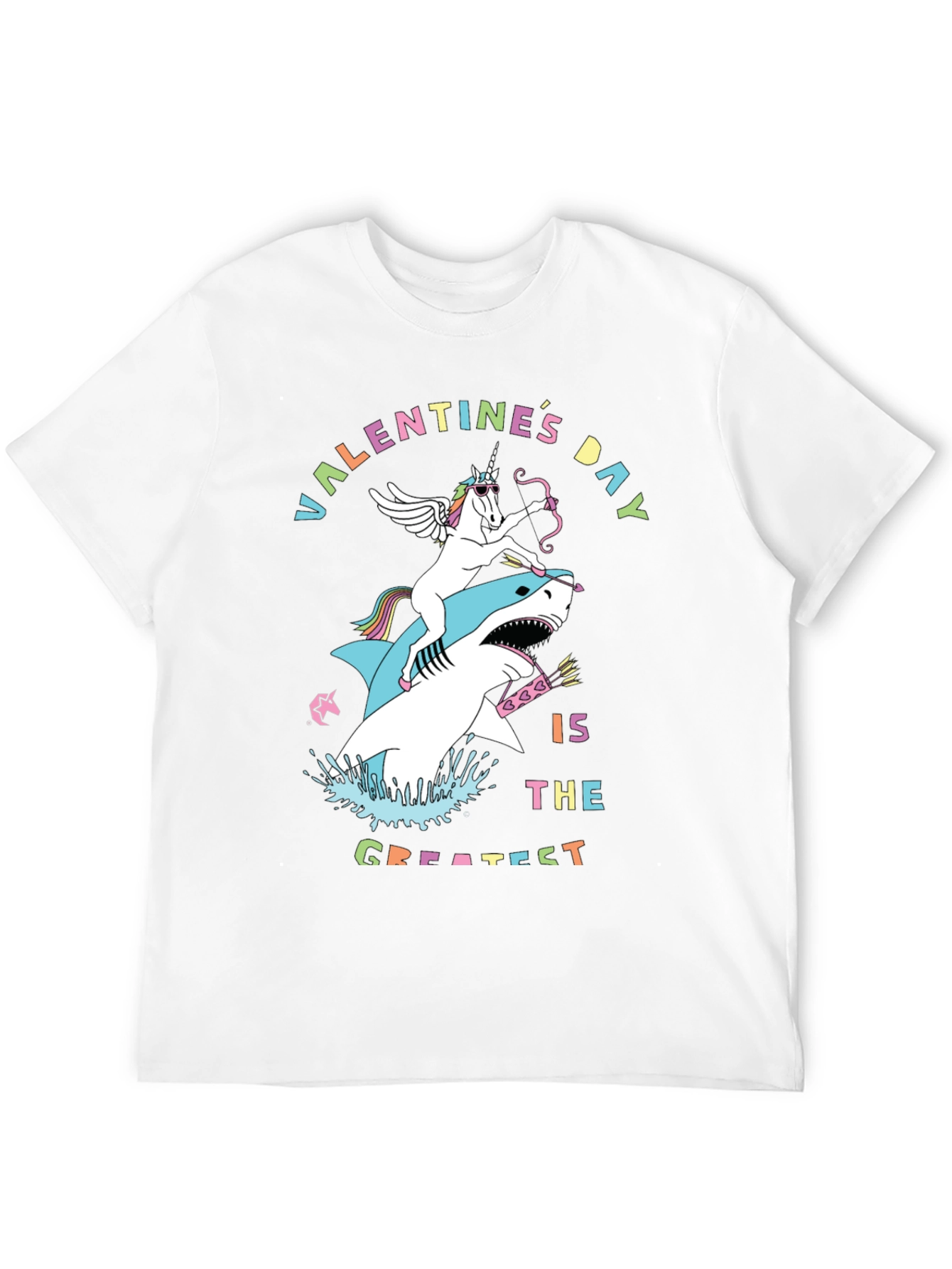 Valentines Day Unicorn Shark Graphic Tee