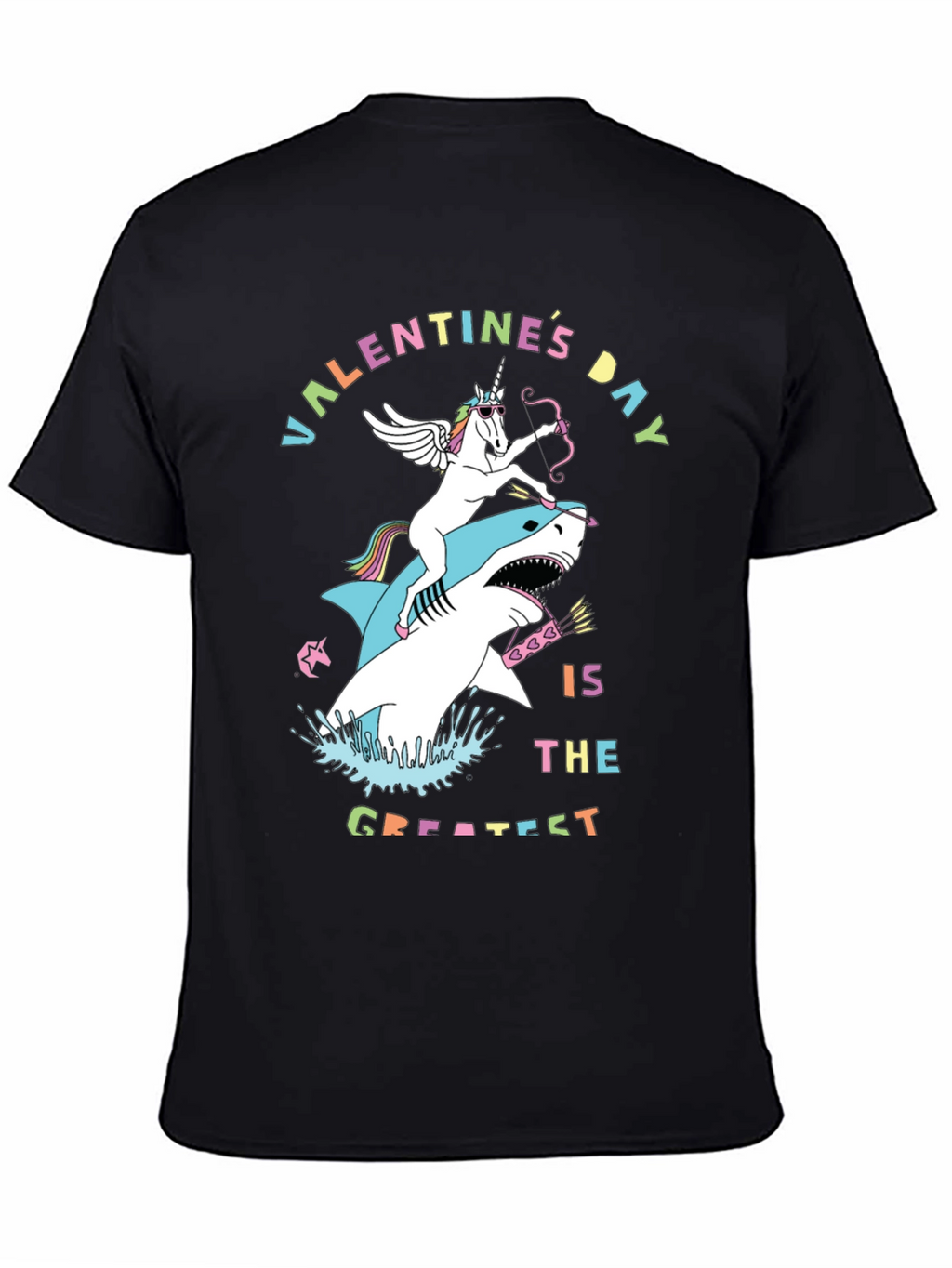 Valentines Day Unicorn Shark Graphic Tee