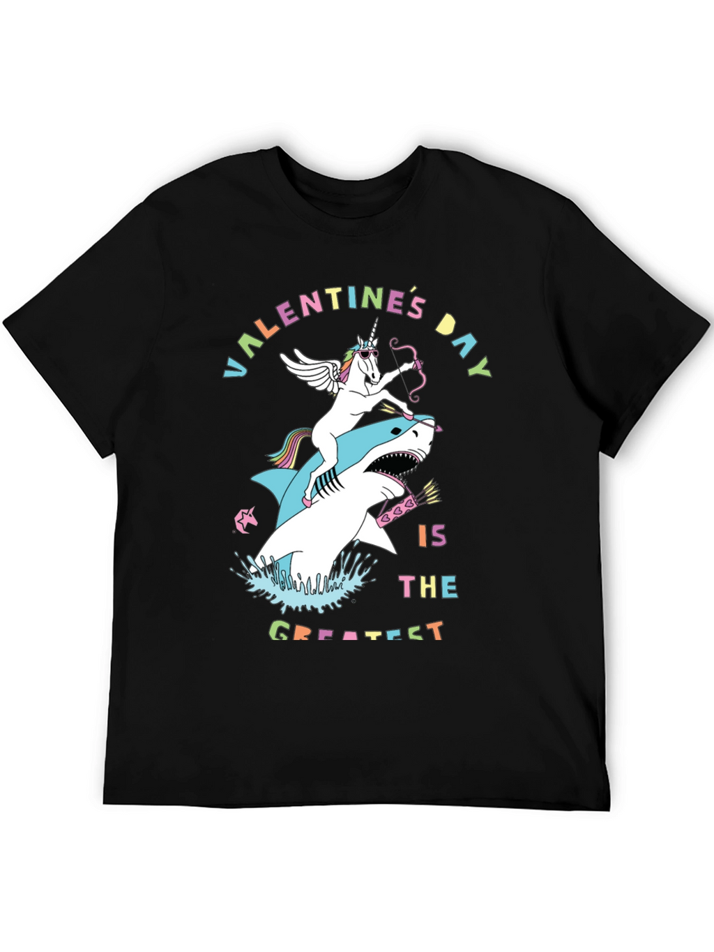 Valentines Day Unicorn Shark Graphic Tee