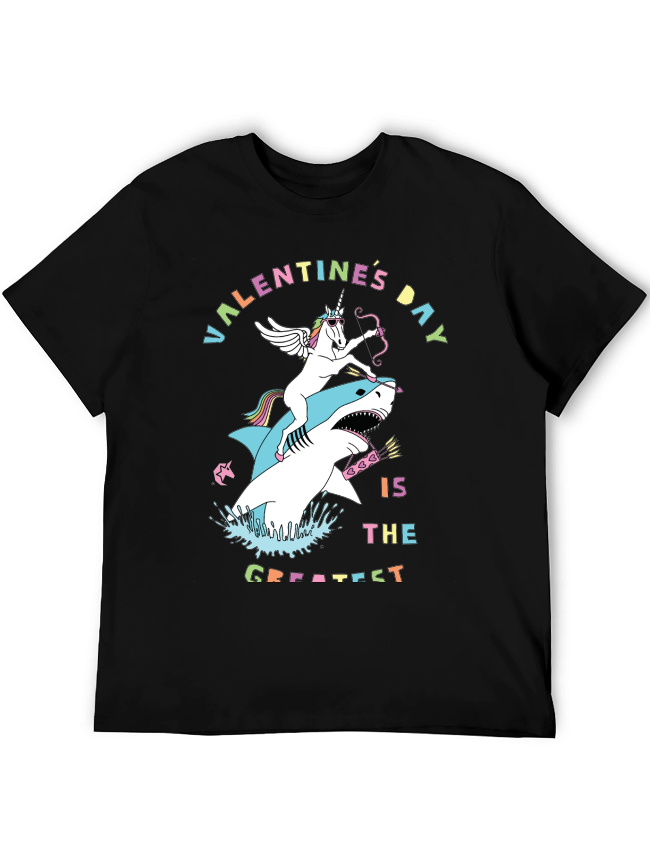 Valentines Day Unicorn Shark Graphic Tee