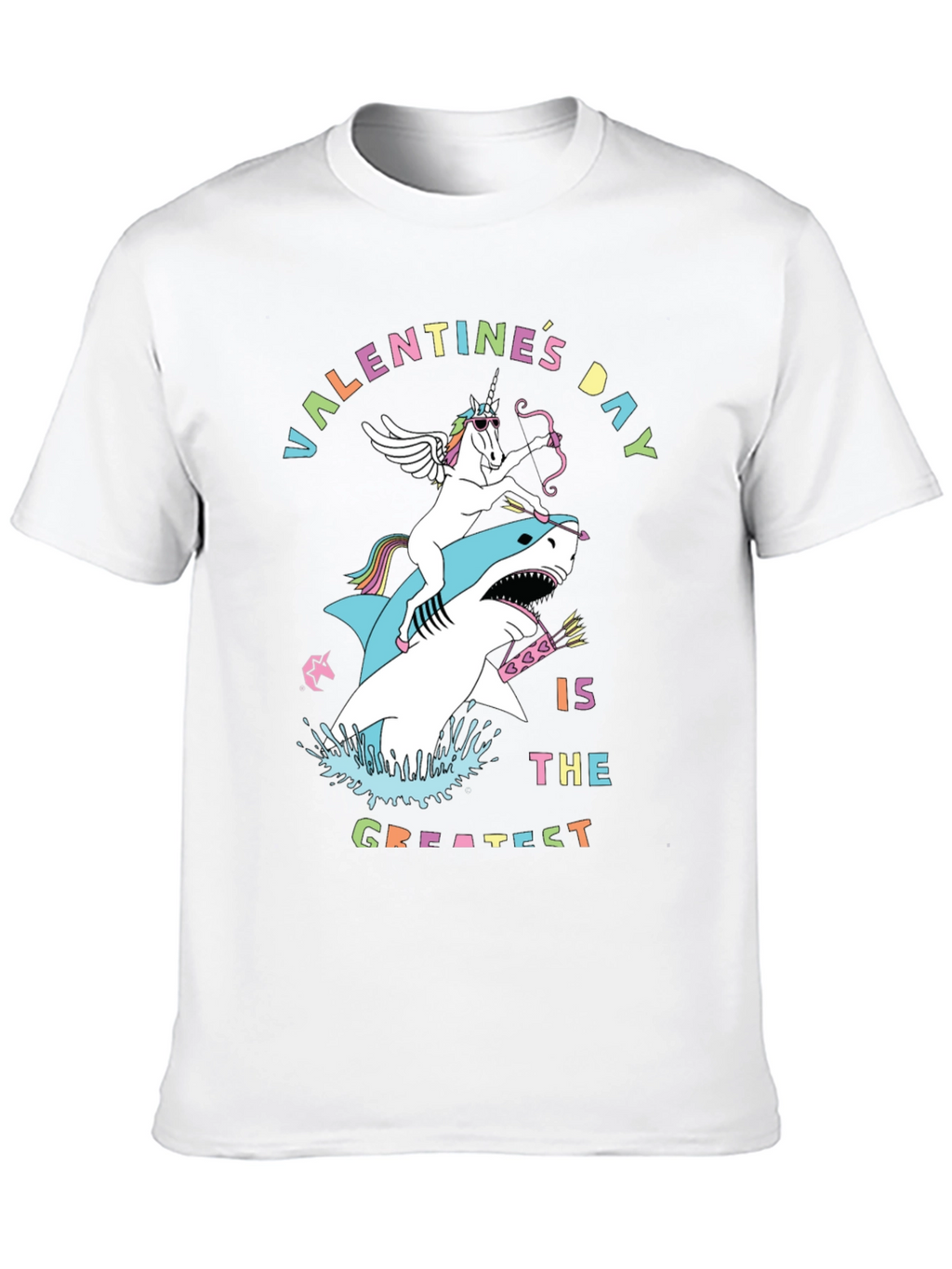 Valentines Day Unicorn Shark Graphic Tee