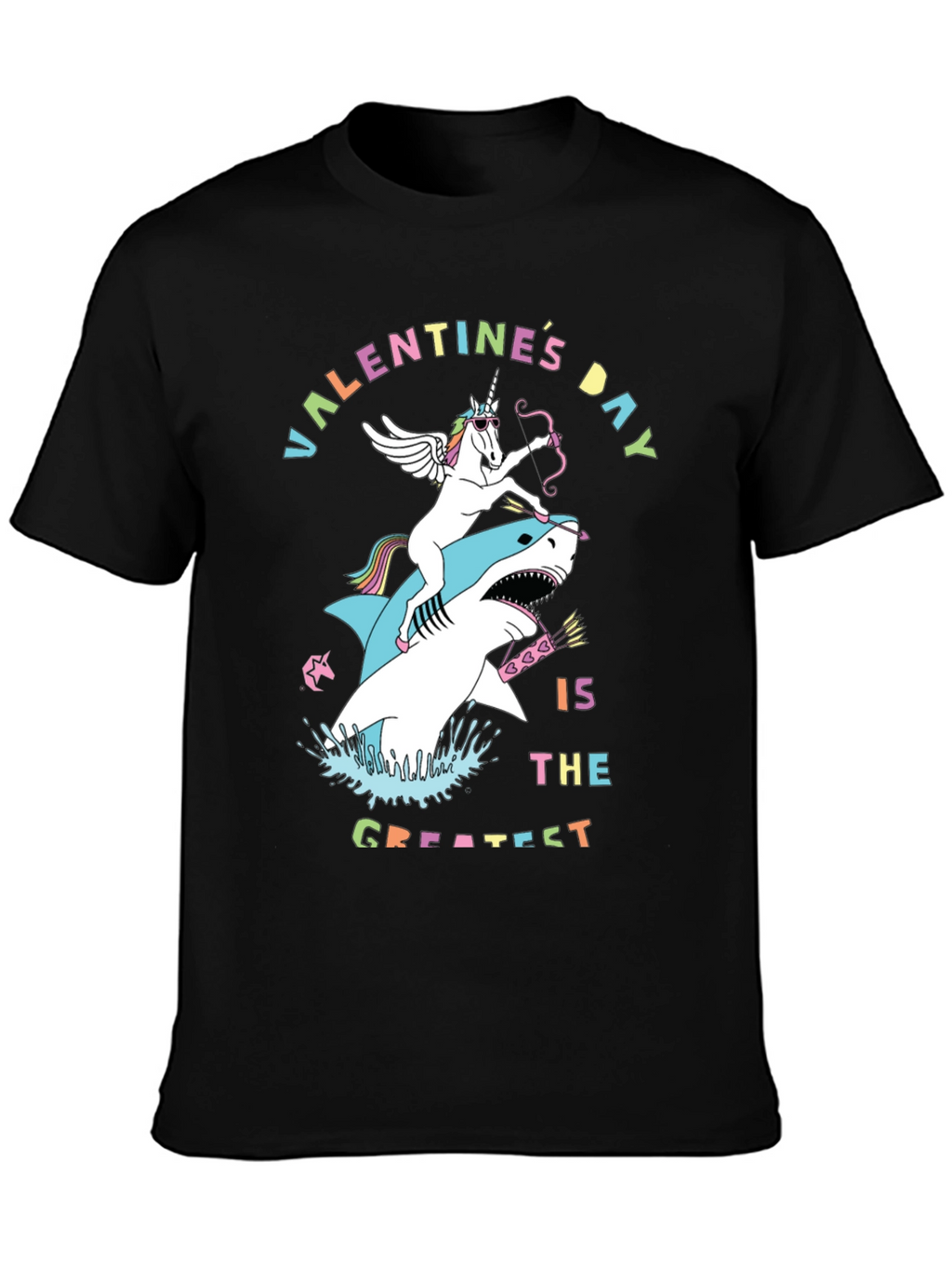 Valentines Day Unicorn Shark Graphic Tee