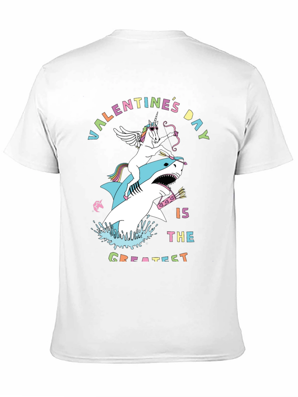 Valentines Day Unicorn Shark Graphic Tee
