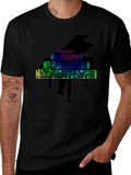 Rainbow Piano Music Notes Graphic T-Shirt