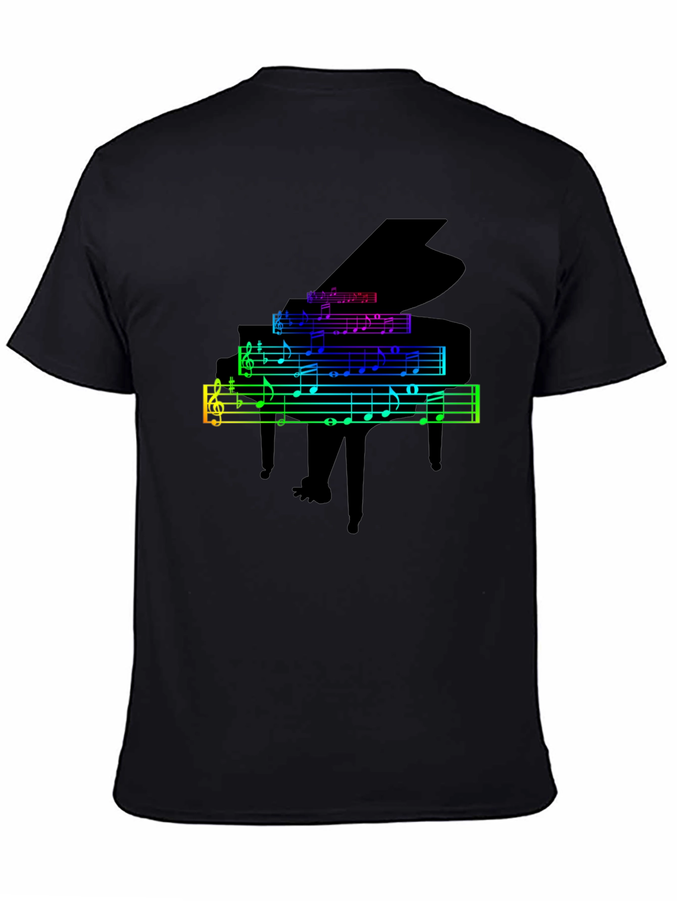 Rainbow Piano Music Notes Graphic T-Shirt