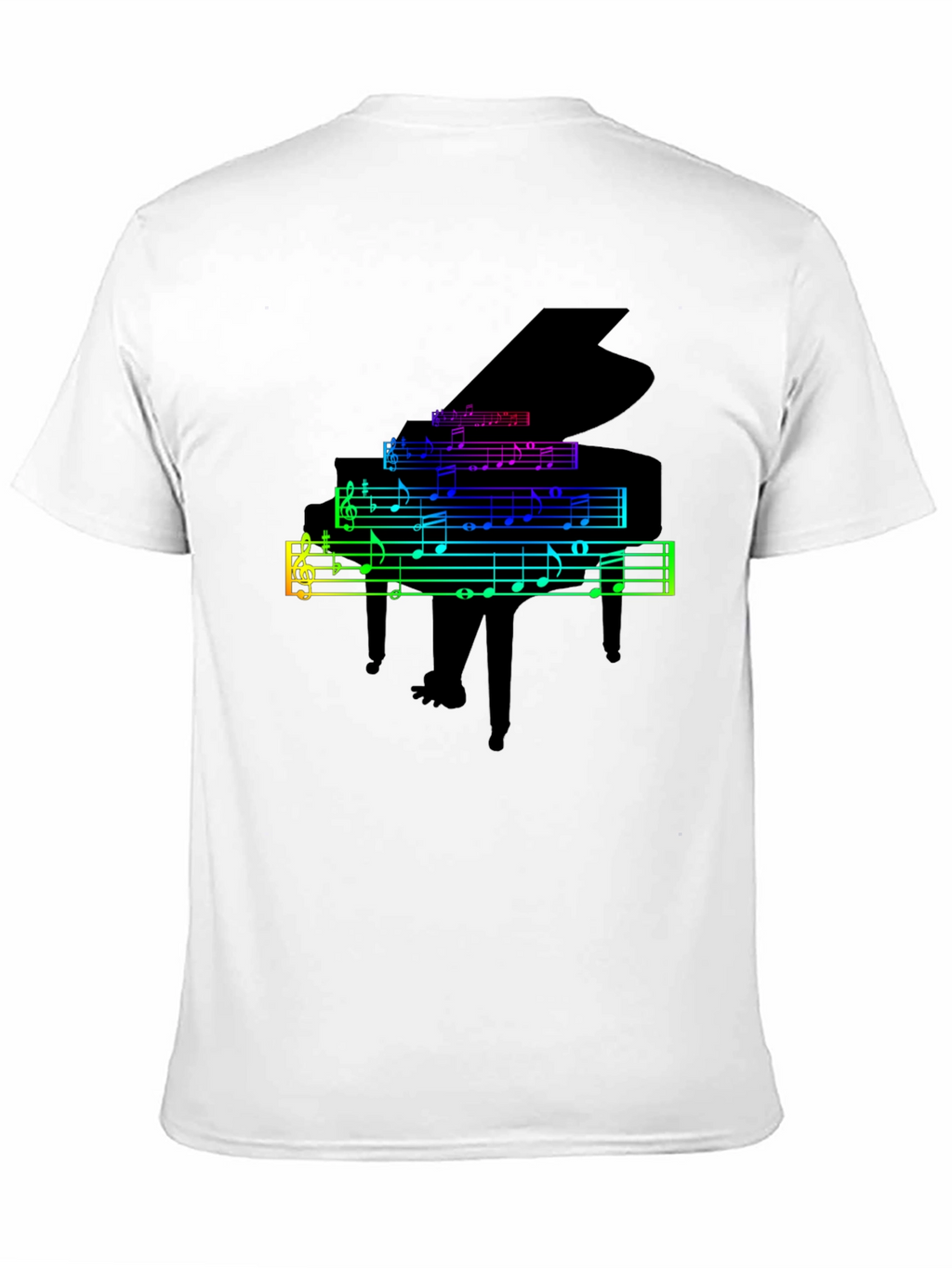 Rainbow Piano Music Notes Graphic T-Shirt
