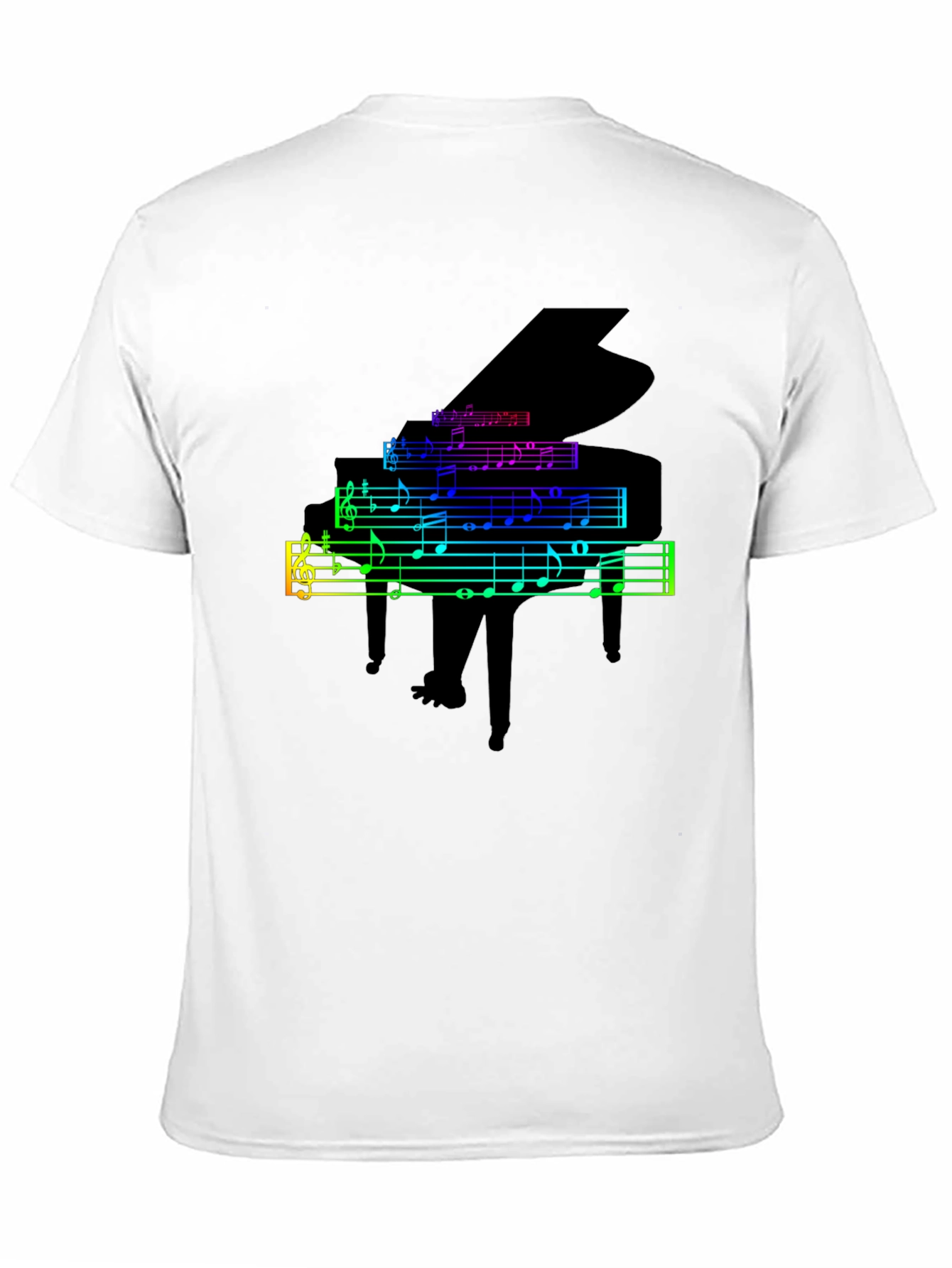 Rainbow Piano Music Notes Graphic T-Shirt
