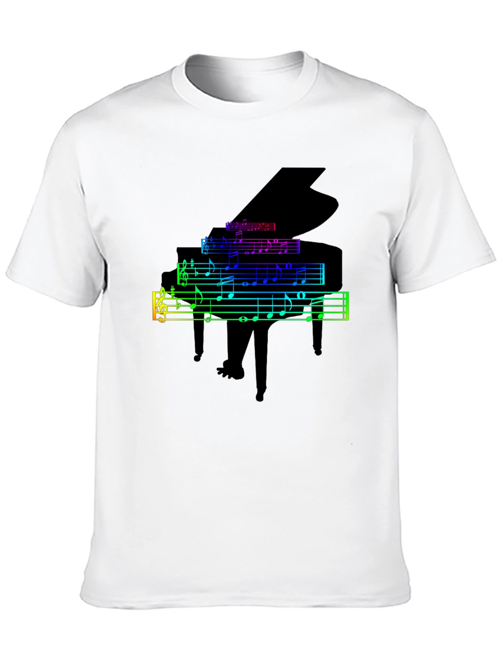 Rainbow Piano Music Notes Graphic T-Shirt
