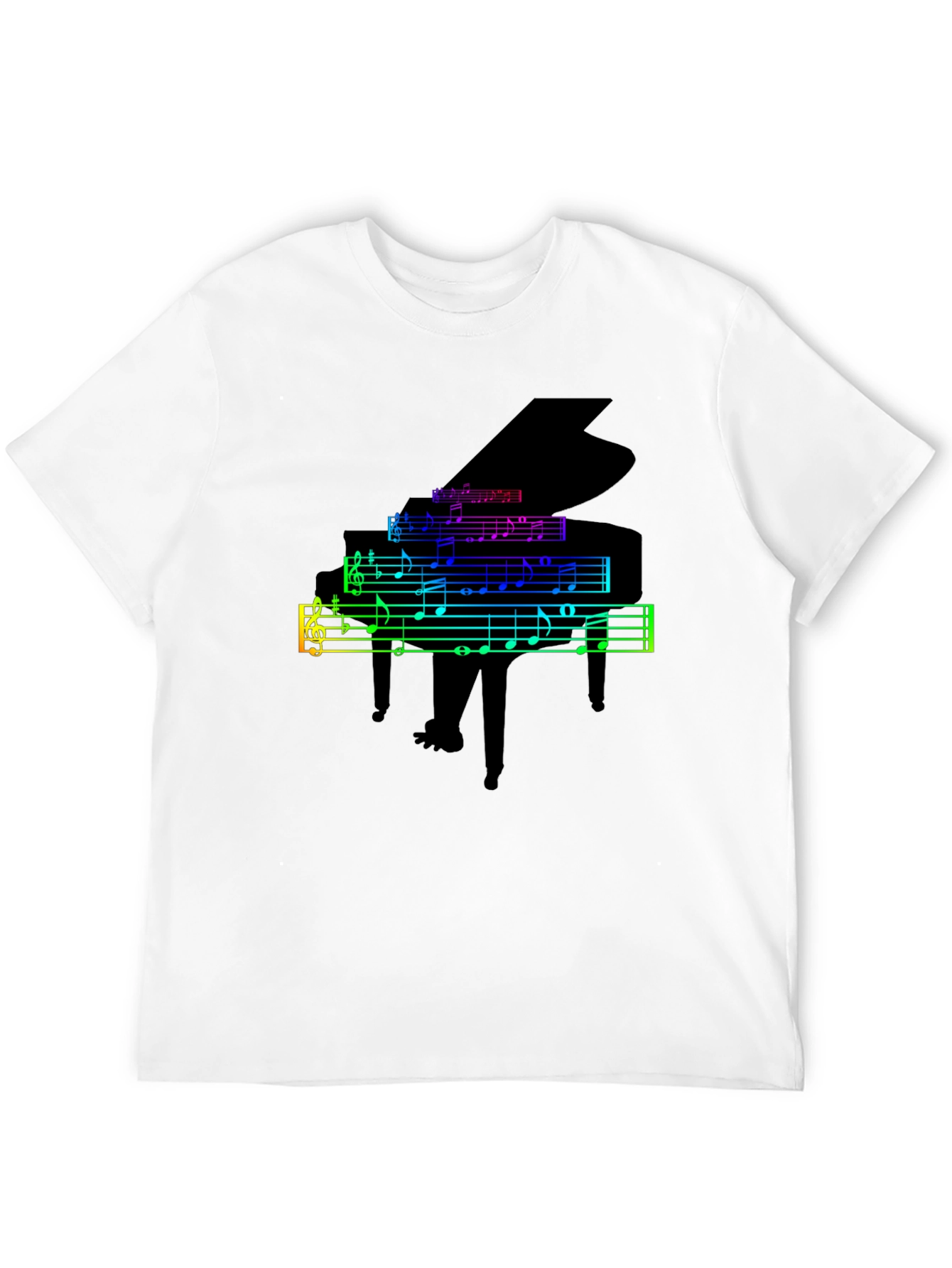 Rainbow Piano Music Notes Graphic T-Shirt