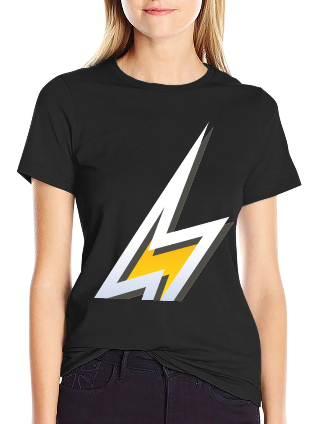 Lightning Bolt Graphic T-Shirt - Bold Black Tee