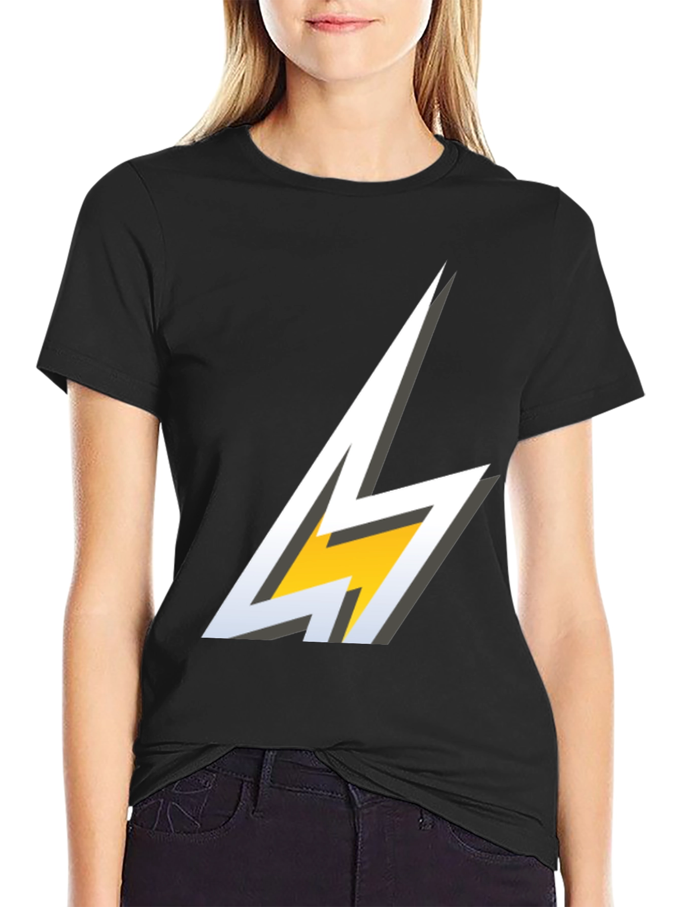 Lightning Bolt Graphic T-Shirt - Bold Black Tee