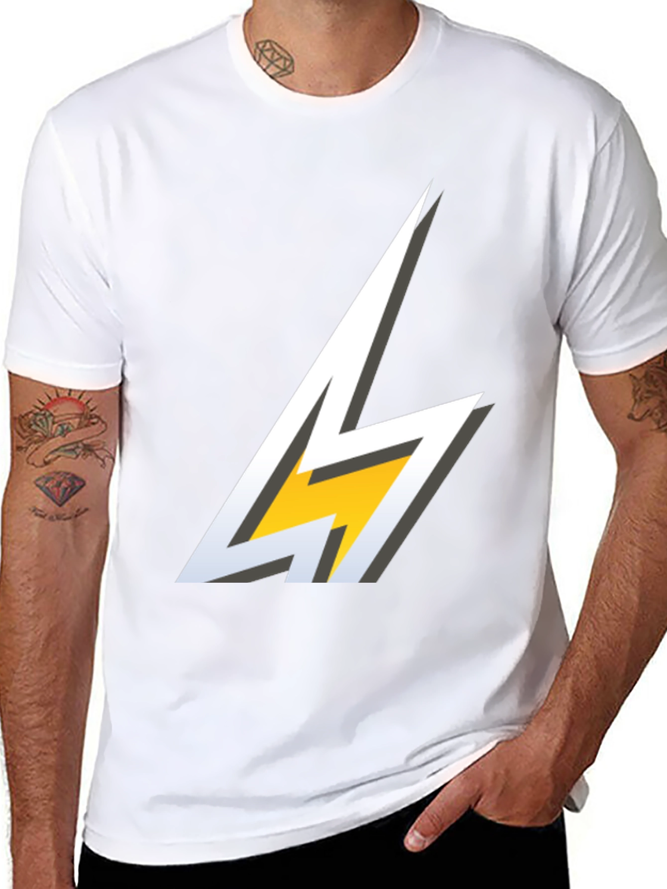 Lightning Bolt Graphic T-Shirt - Bold Black Tee