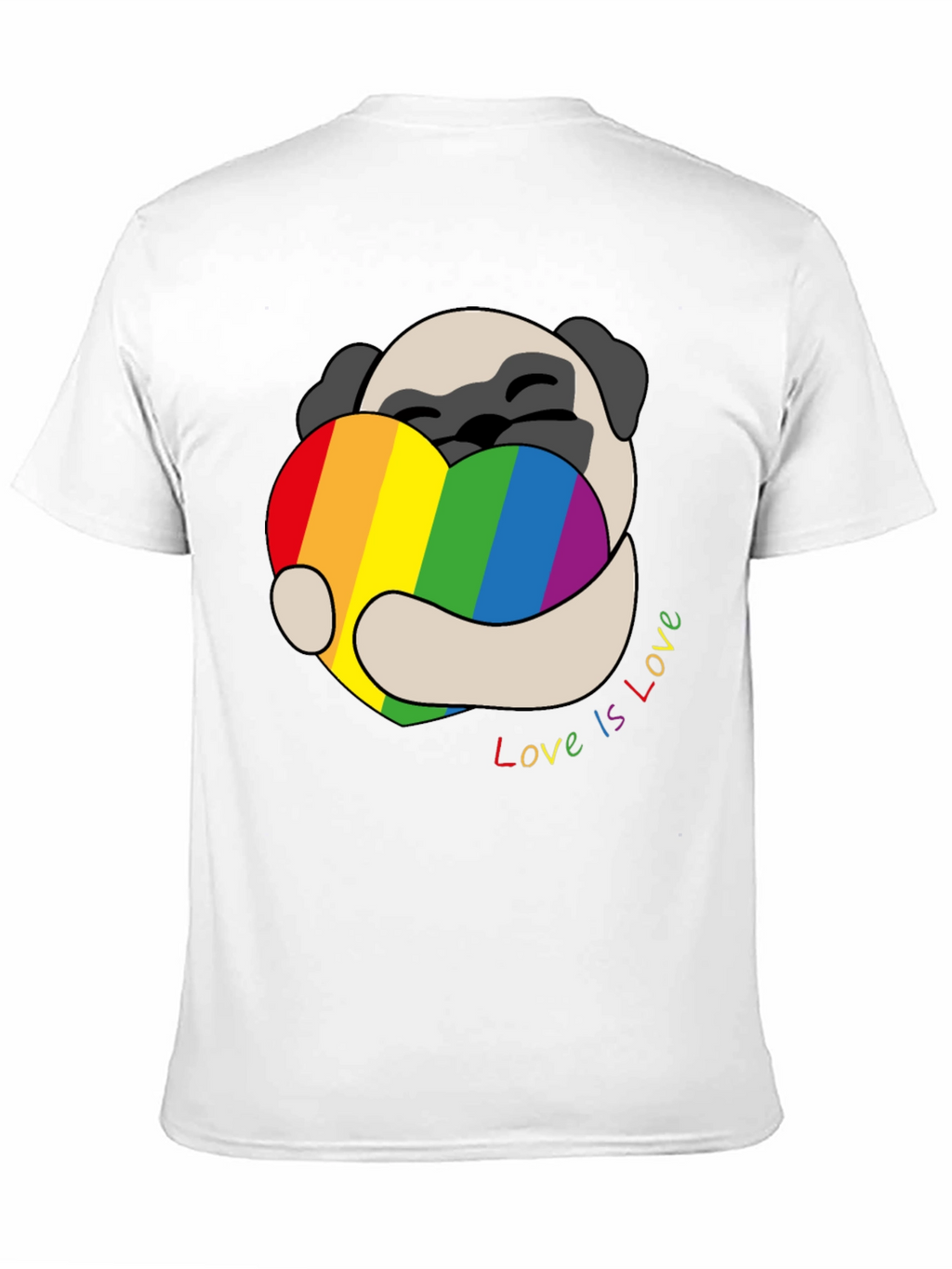 Pug Love is Love Rainbow Heart T-Shirt