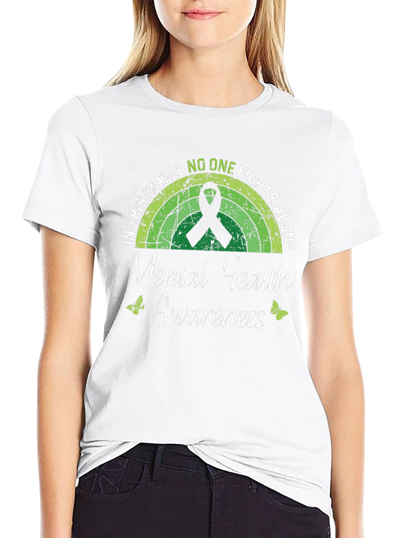 Mental Health Awareness T-Shirt - No One Fights Alone
