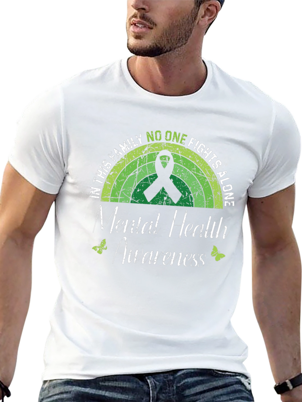 Mental Health Awareness T-Shirt - No One Fights Alone