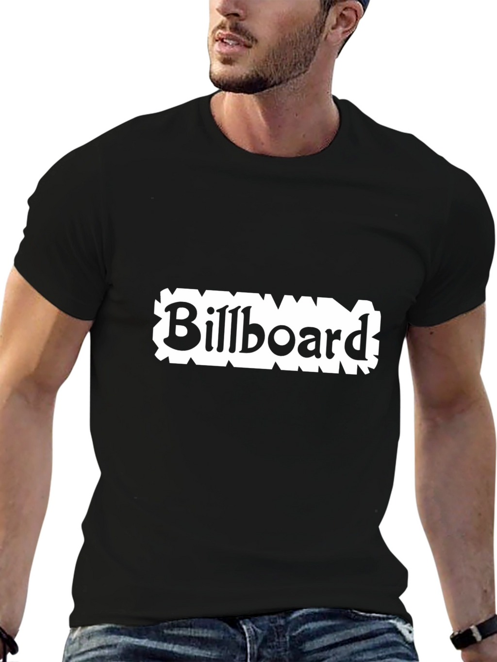 Billboard Graphic Tee - Black Cotton Blend T-Shirt