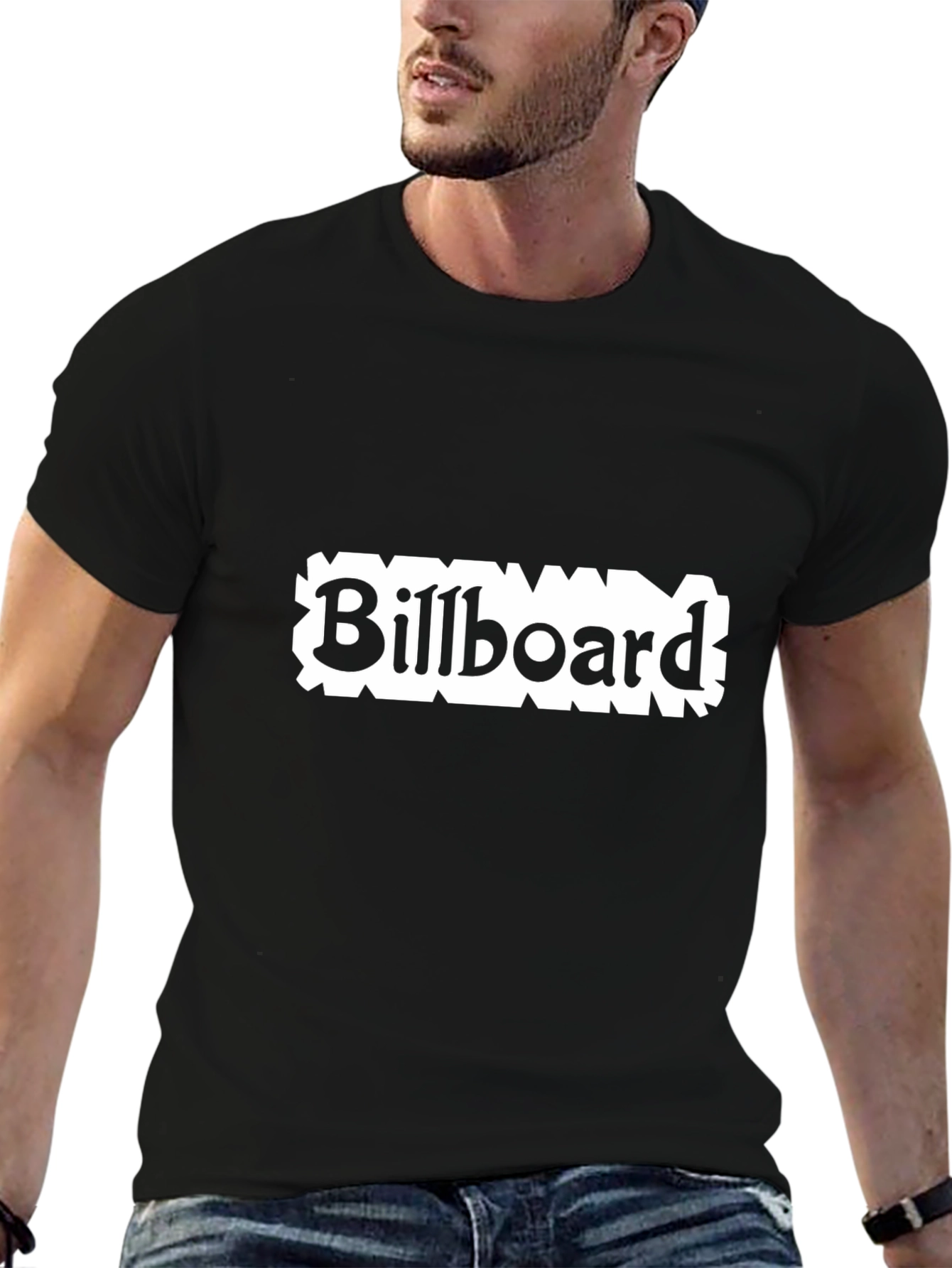 Billboard Graphic Tee - Black Cotton Blend T-Shirt