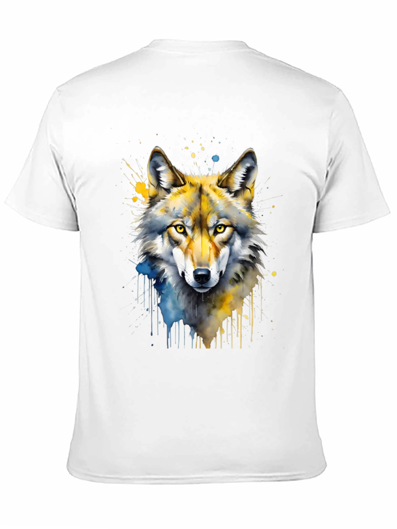 Watercolor Wolf Graphic Print Black T-Shirt