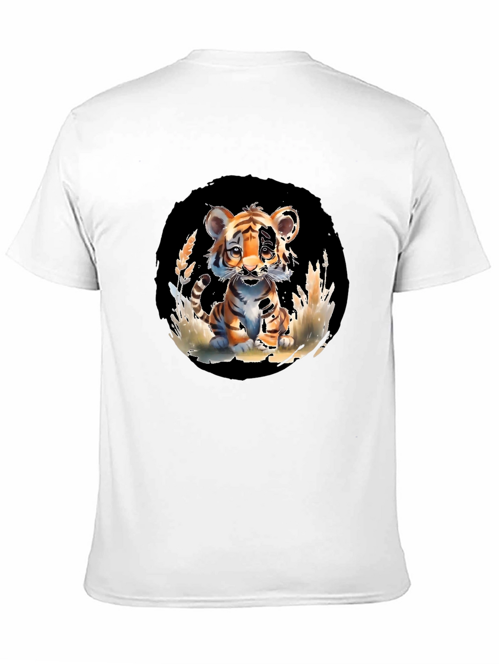 Cute Tiger Cub Graphic Tee - Black Unisex T-Shirt