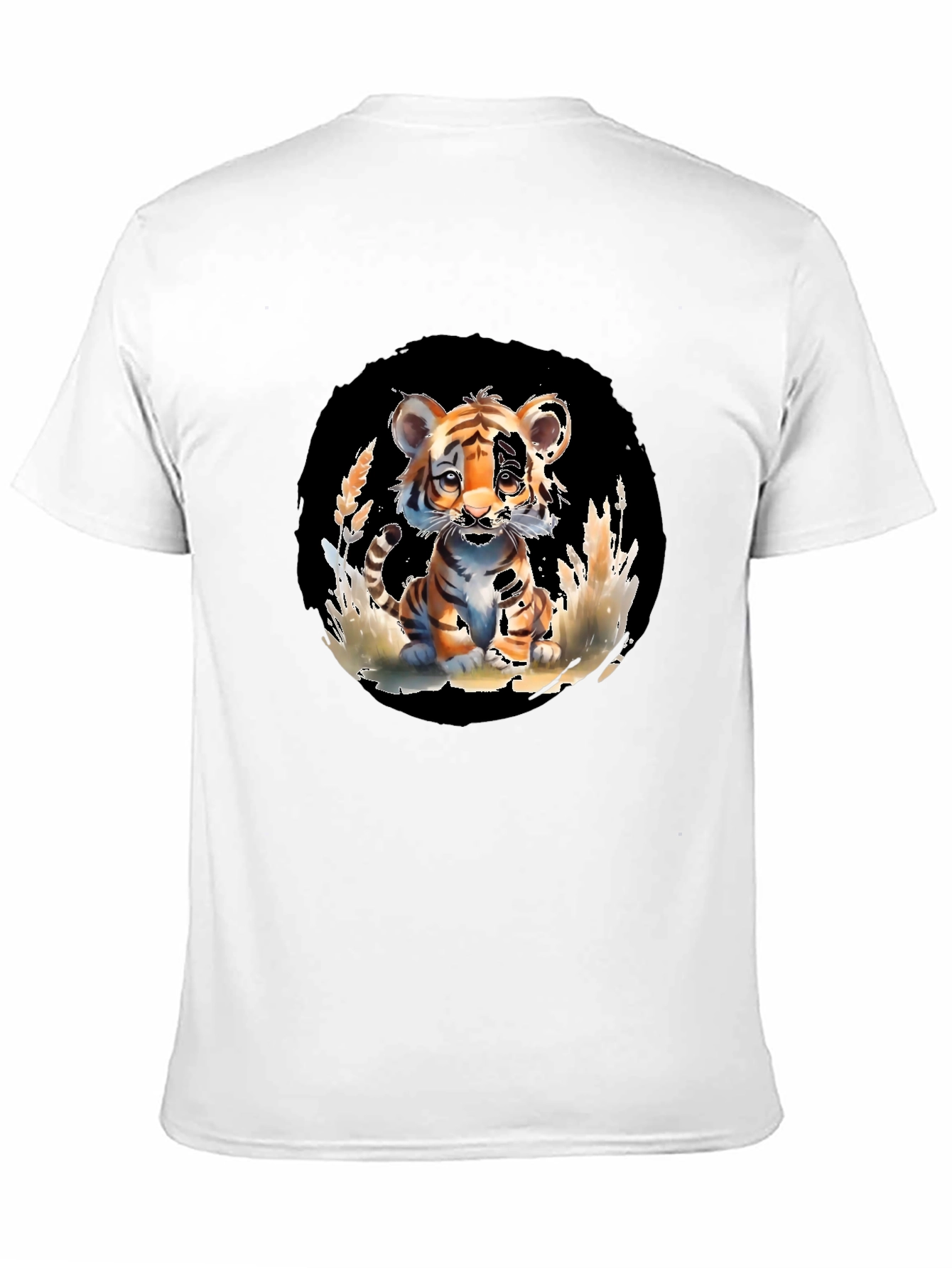 Cute Tiger Cub Graphic Tee - Black Unisex T-Shirt