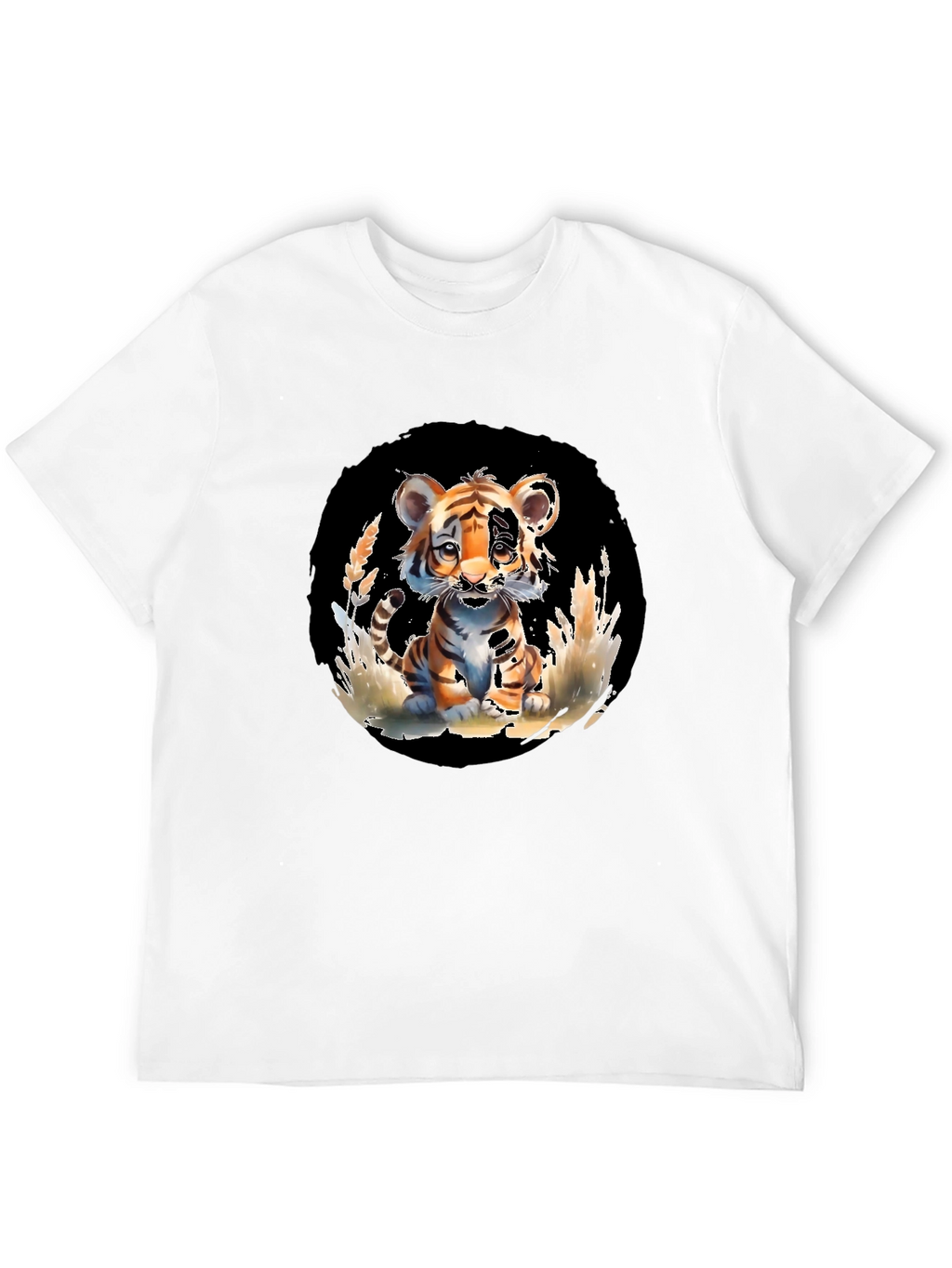 Cute Tiger Cub Graphic Tee - Black Unisex T-Shirt