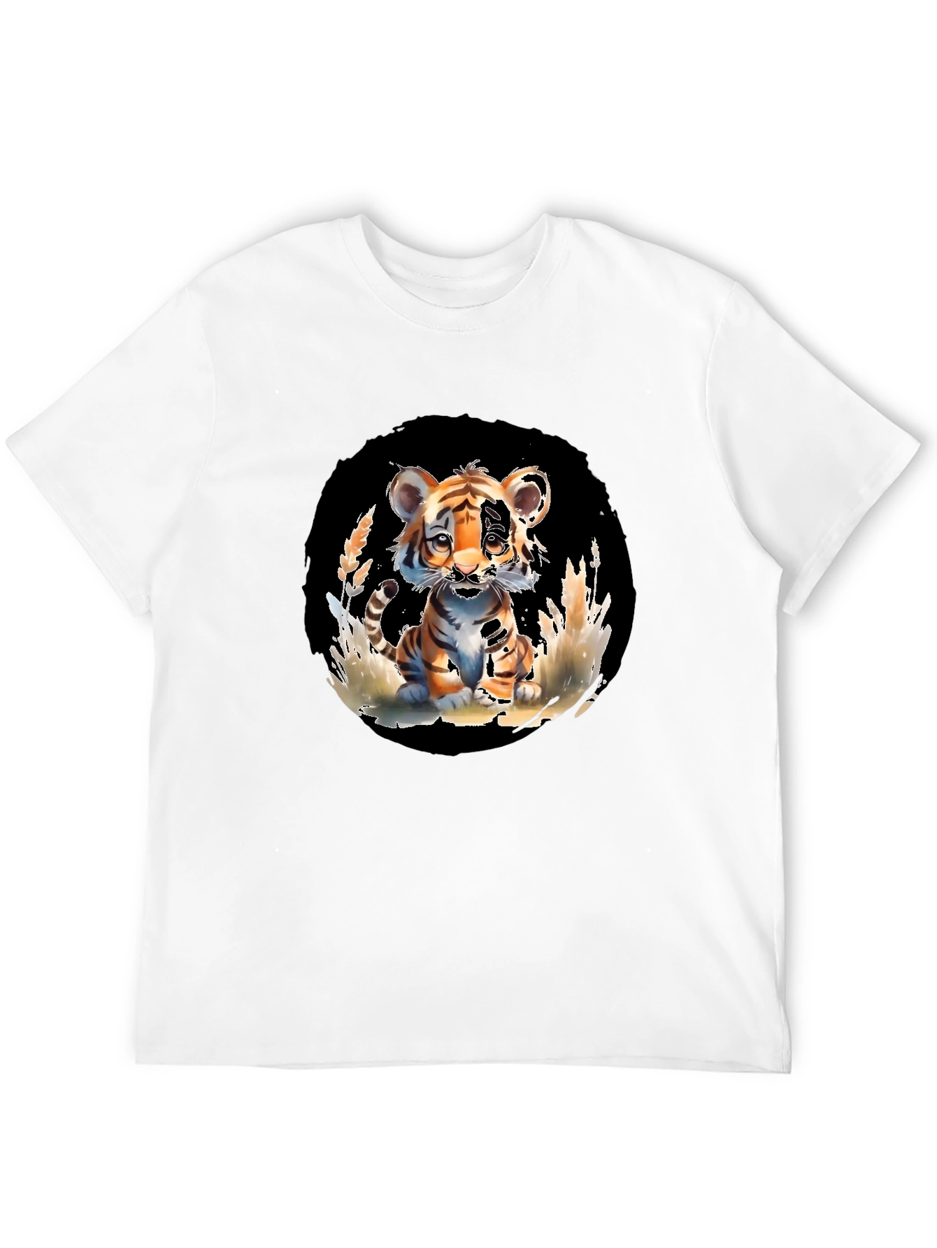 Cute Tiger Cub Graphic Tee - Black Unisex T-Shirt