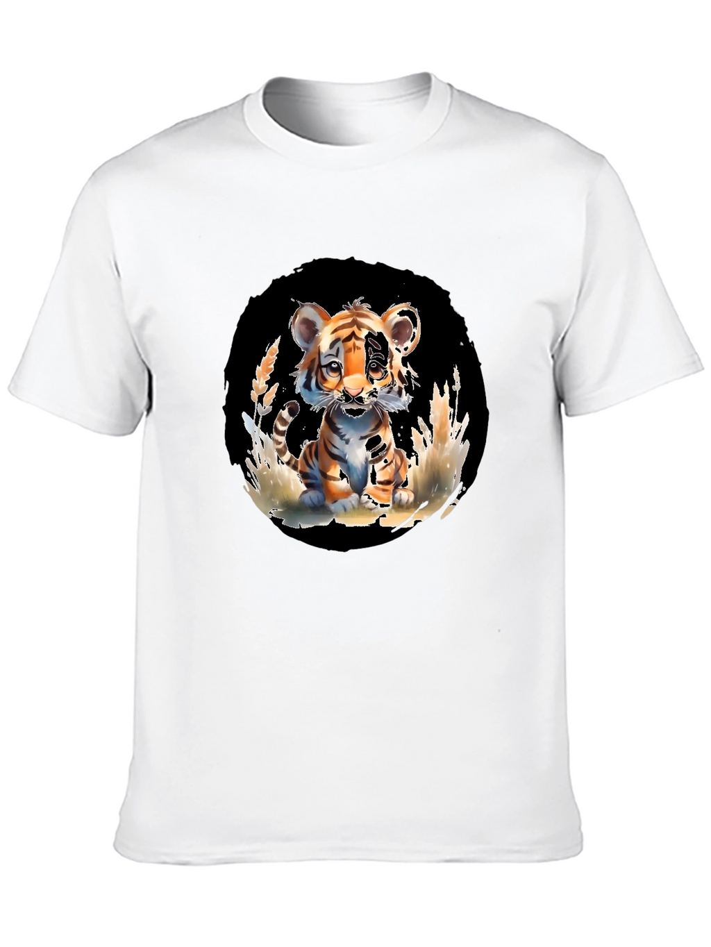 Cute Tiger Cub Graphic Tee - Black Unisex T-Shirt