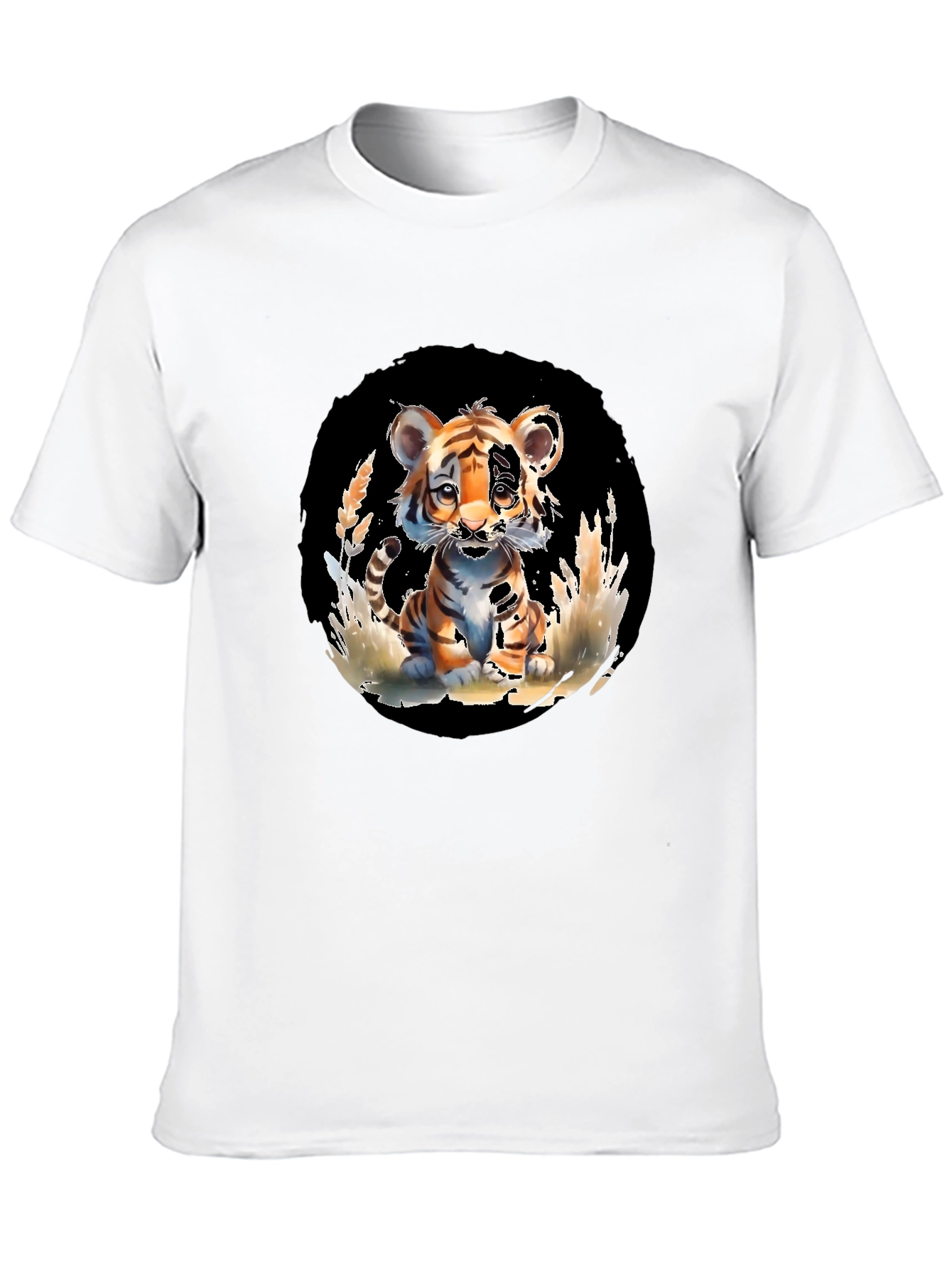 Cute Tiger Cub Graphic Tee - Black Unisex T-Shirt