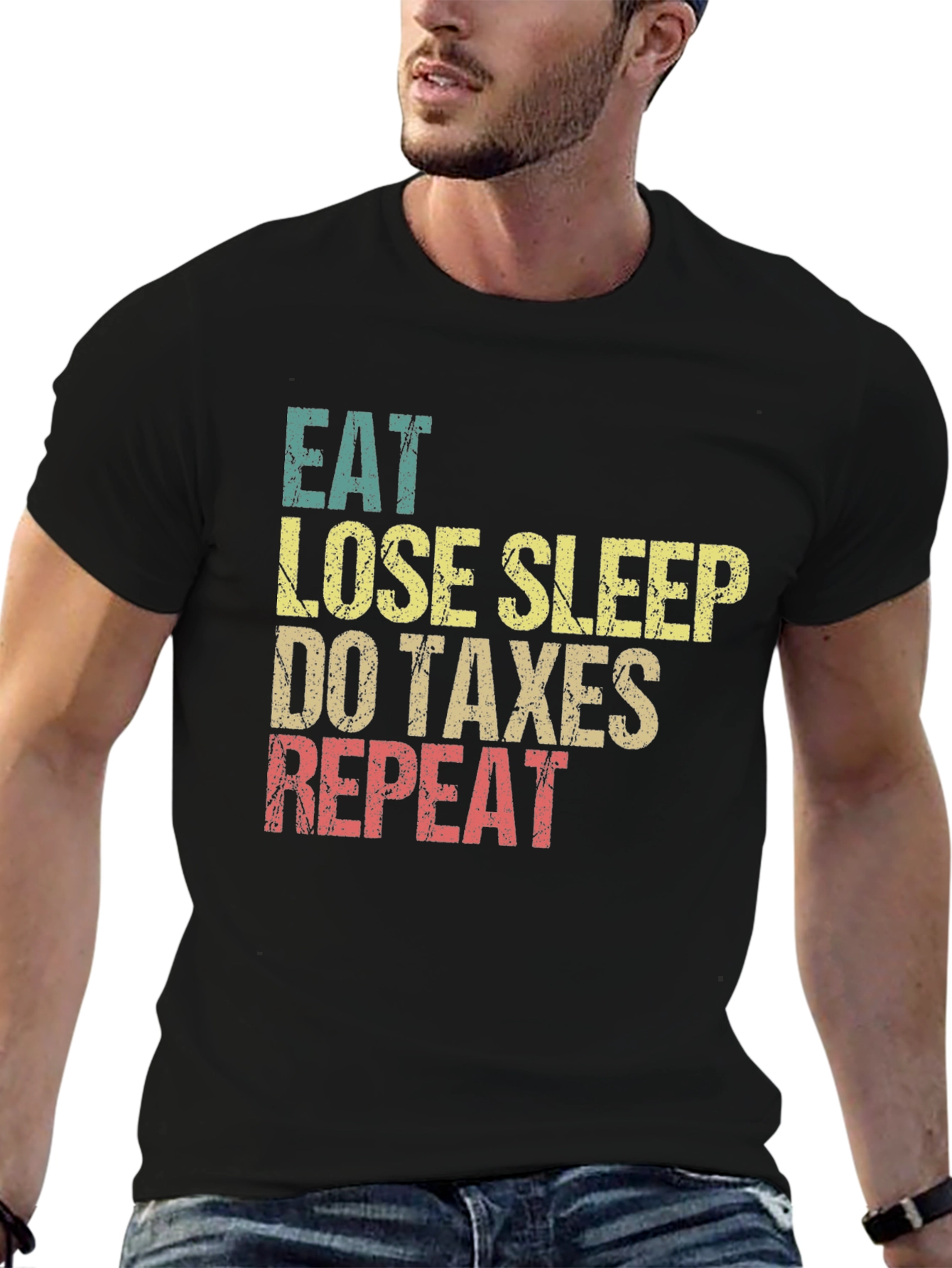 Eat Lose Sleep Do Taxes Repeat Graphic Tee