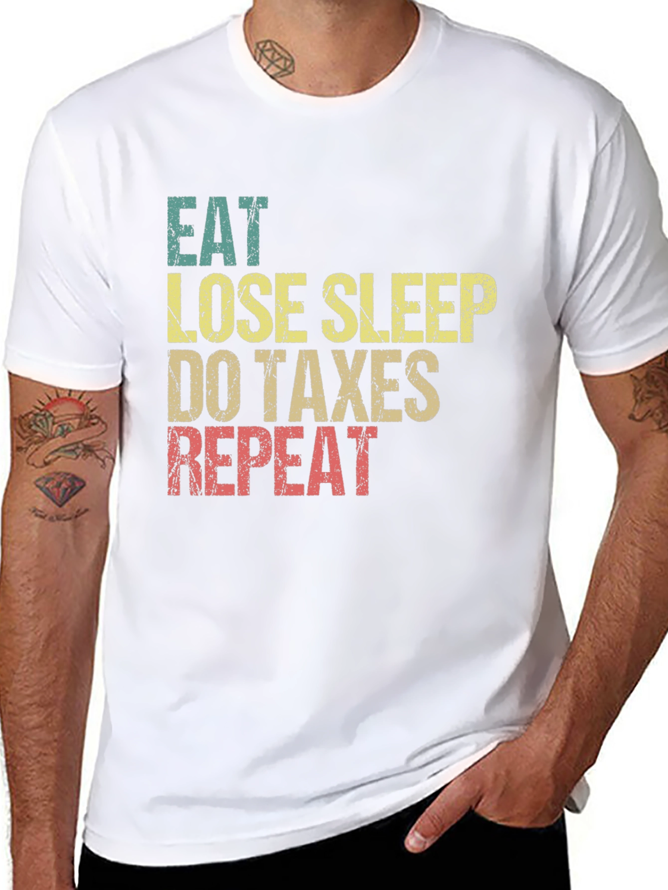 Eat Lose Sleep Do Taxes Repeat Graphic Tee