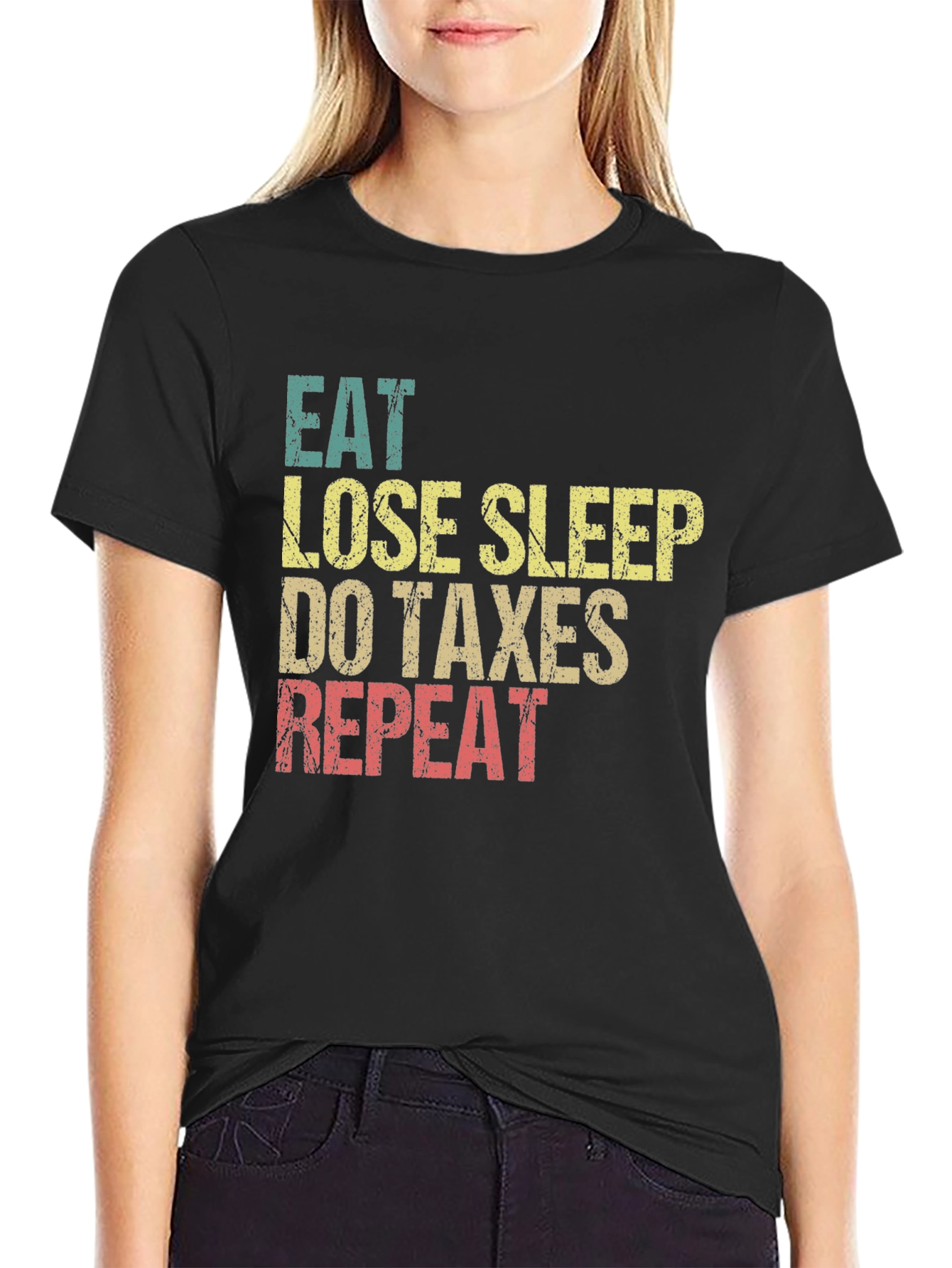 Eat Lose Sleep Do Taxes Repeat Graphic Tee